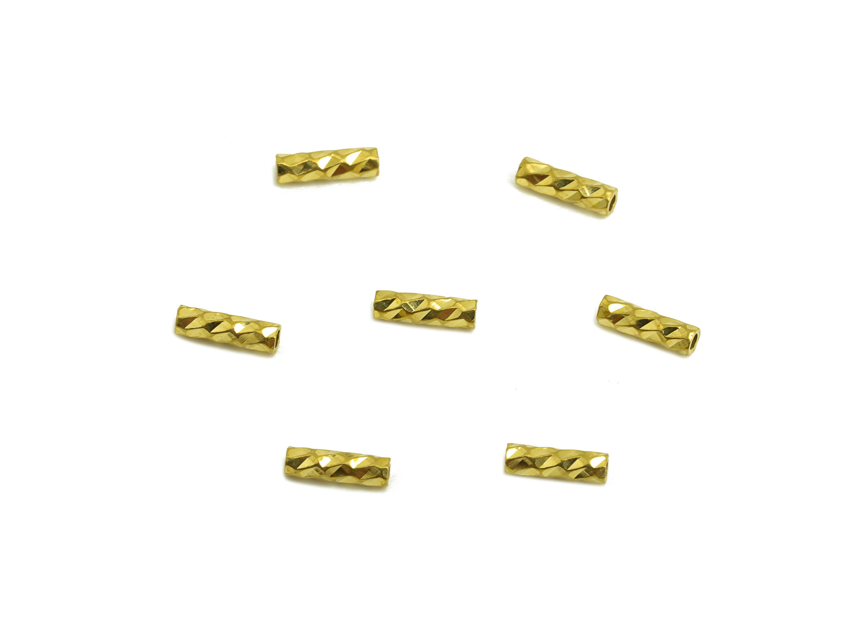 1.5*5 Batch Flower Straight Tube - Raw Brass DIY Tube Beads - Textured Circle Pipes for Geometric - For Air Plants - DIY Tubes - PP10752 - DOMEDBAZAAR
