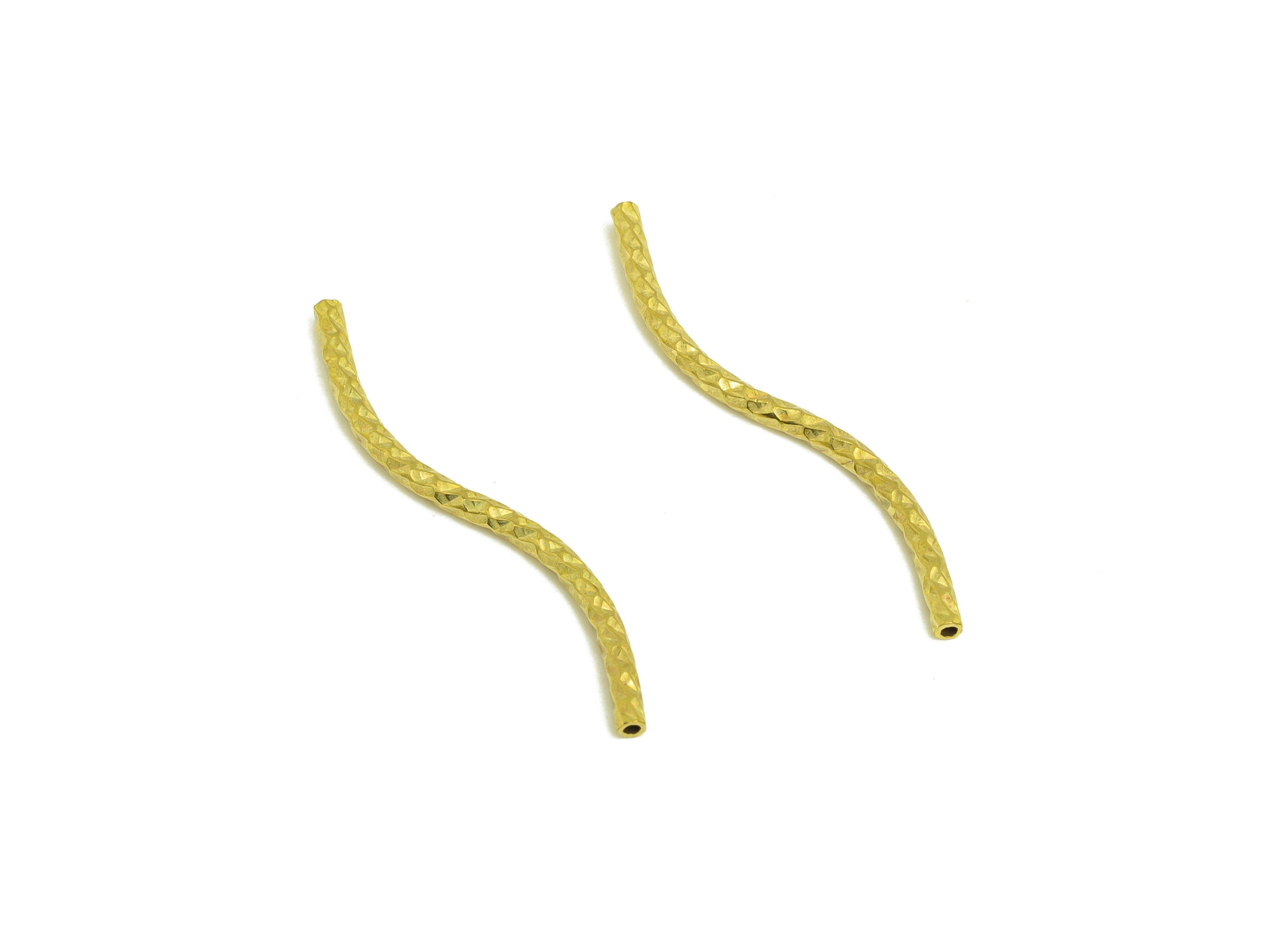 1.5*20 Batch Flower S Tube - Raw Brass Wavy DIY Tube Beads - Textured Circle Pipes for Geometric Tubes - For Air Plants - PP10760 - DOMEDBAZAAR