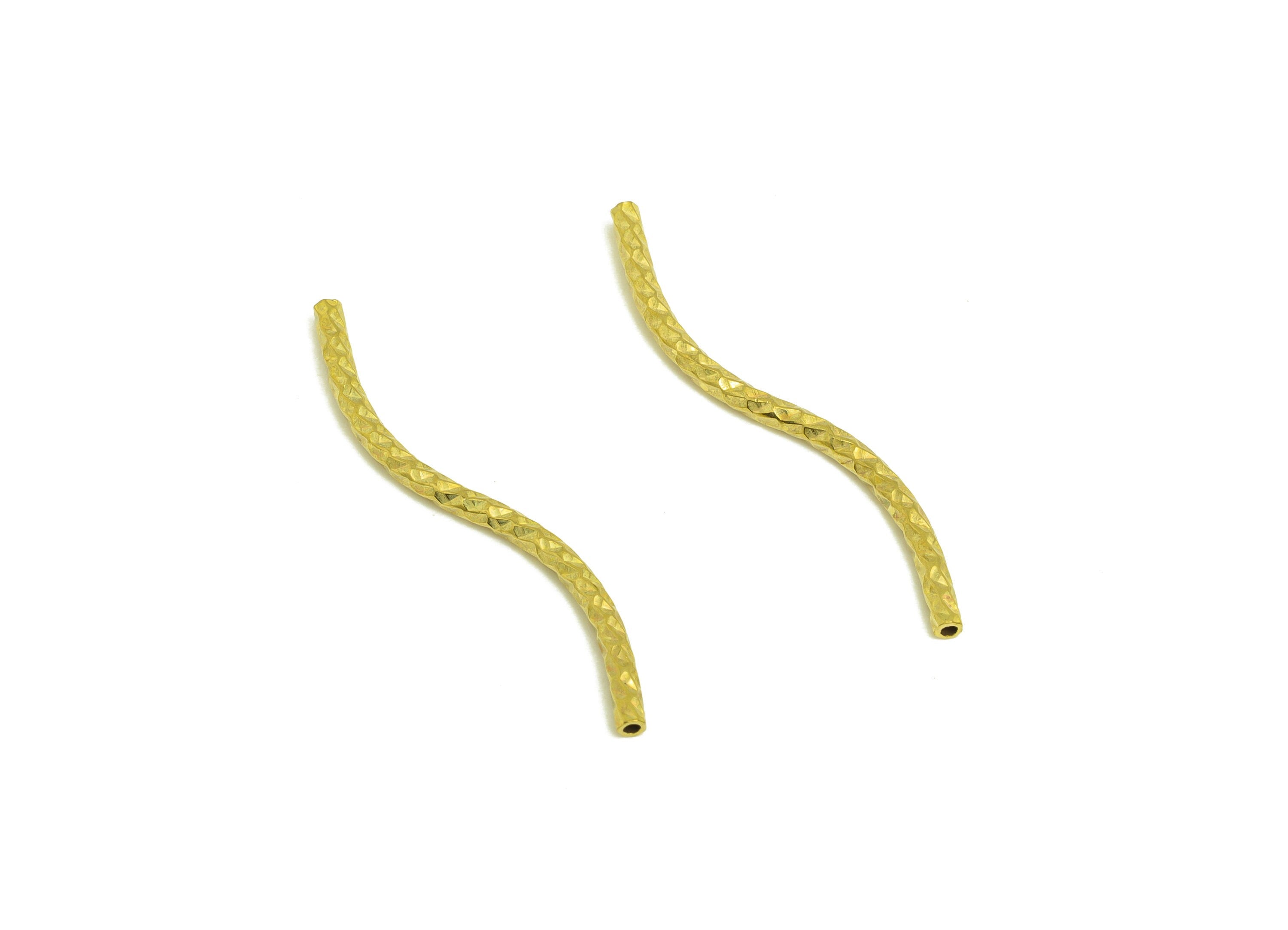 1.5*25 Batch Flower S Tube - Raw Brass Wavy DIY Tube Beads - Textured Circle Pipes for Geometric Tubes - For Air Plants - PP10761 - DOMEDBAZAAR
