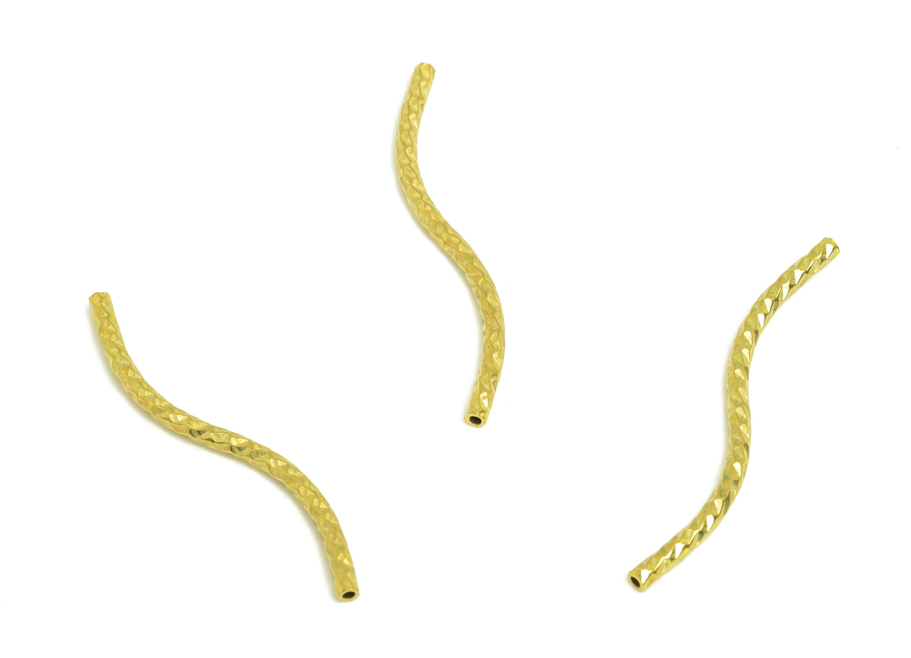 1.5*25 Batch Flower S Tube - Raw Brass Wavy DIY Tube Beads - Textured Circle Pipes for Geometric Tubes - For Air Plants - PP10761 - DOMEDBAZAAR