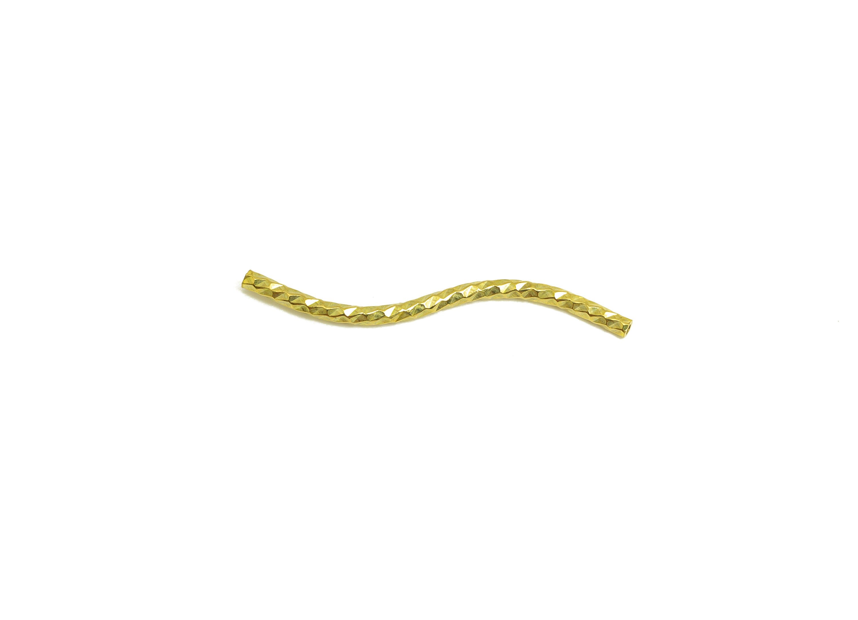 1.5*25 Batch Flower S Tube - Raw Brass Wavy DIY Tube Beads - Textured Circle Pipes for Geometric Tubes - For Air Plants - PP10761 - DOMEDBAZAAR