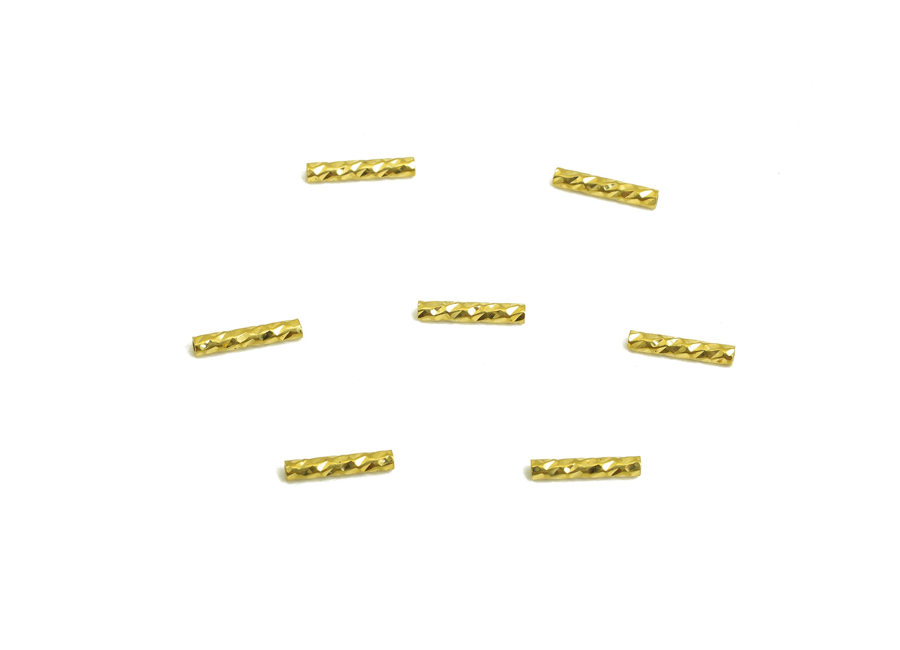 1.5*8 Batch Flower Straight Tube - Raw Brass DIY Tube Beads - Textured Circle Pipes for Geometric - For Air Plants - DIY Tubes - PP10755 - DOMEDBAZAAR