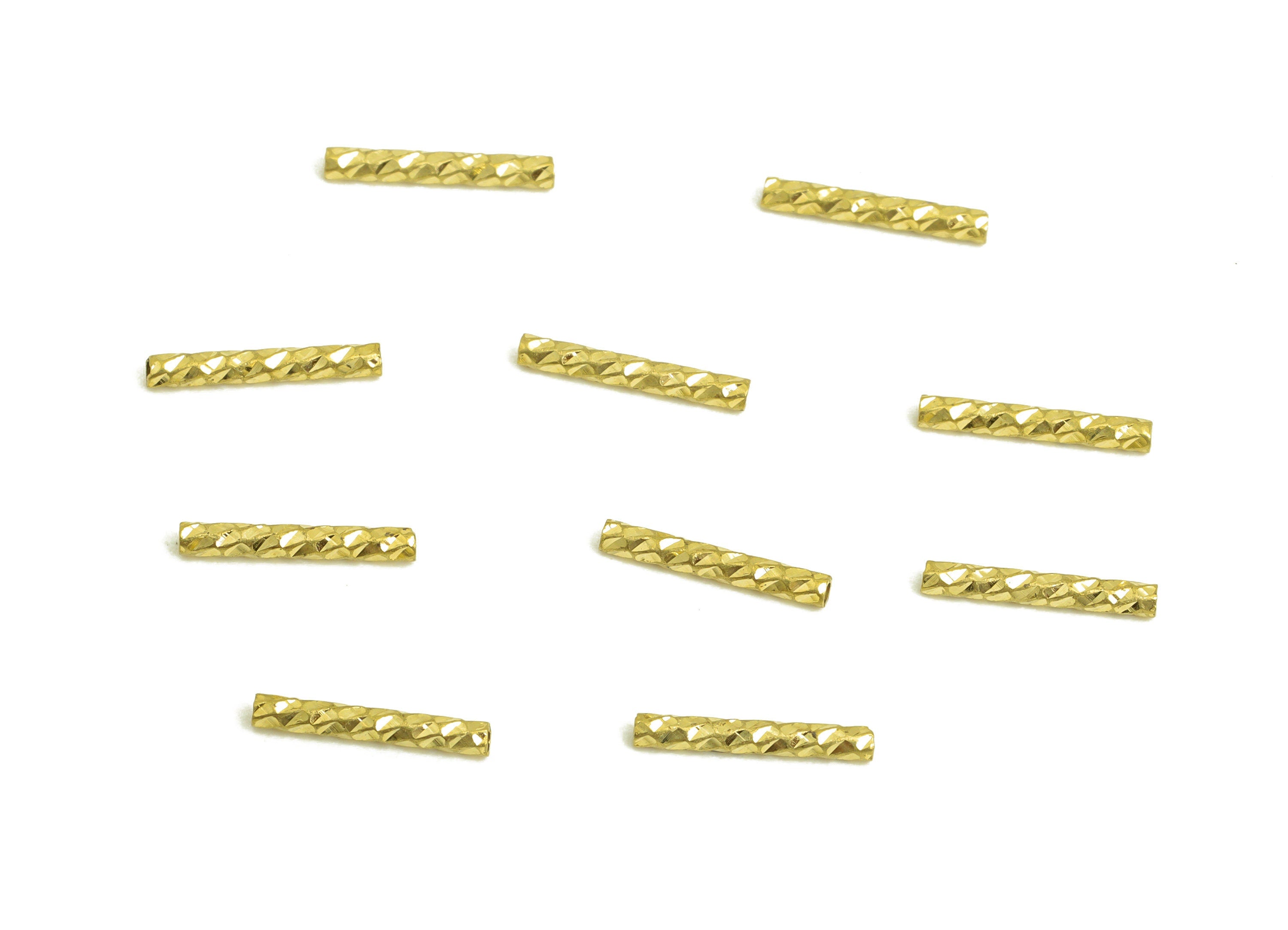 1.5*10 Batch Flower Straight Tube - Raw Brass DIY Tube Beads - Textured Circle Pipes for Geometric - For Air Plants - DIY Tubes - PP10756 - DOMEDBAZAAR