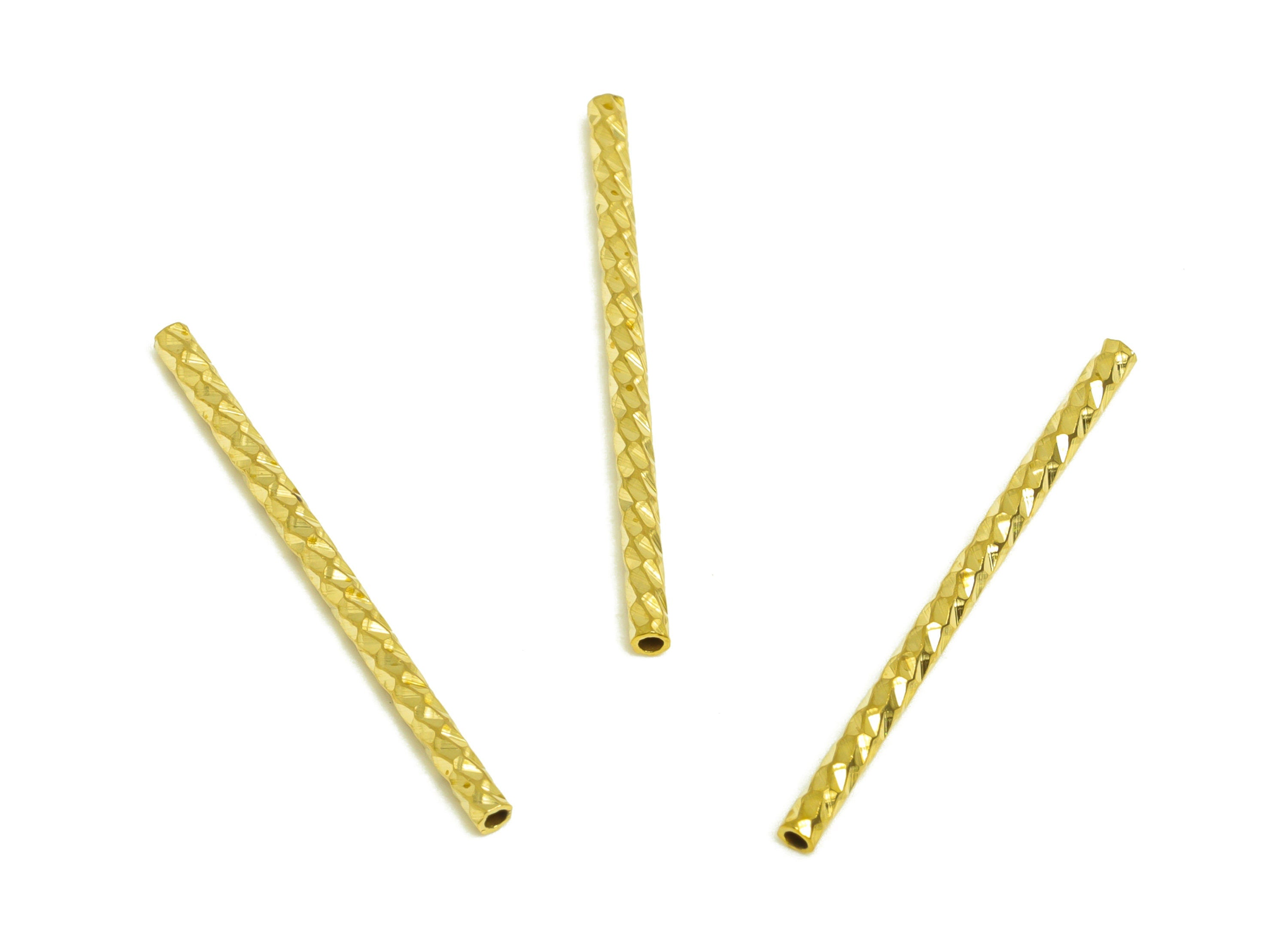 1.5*25 Batch Flower Straight Tube - Raw Brass DIY Tube Beads - Textured Circle Pipes for Geometric - For Air Plants - DIY Tubes - PP10759 - DOMEDBAZAAR