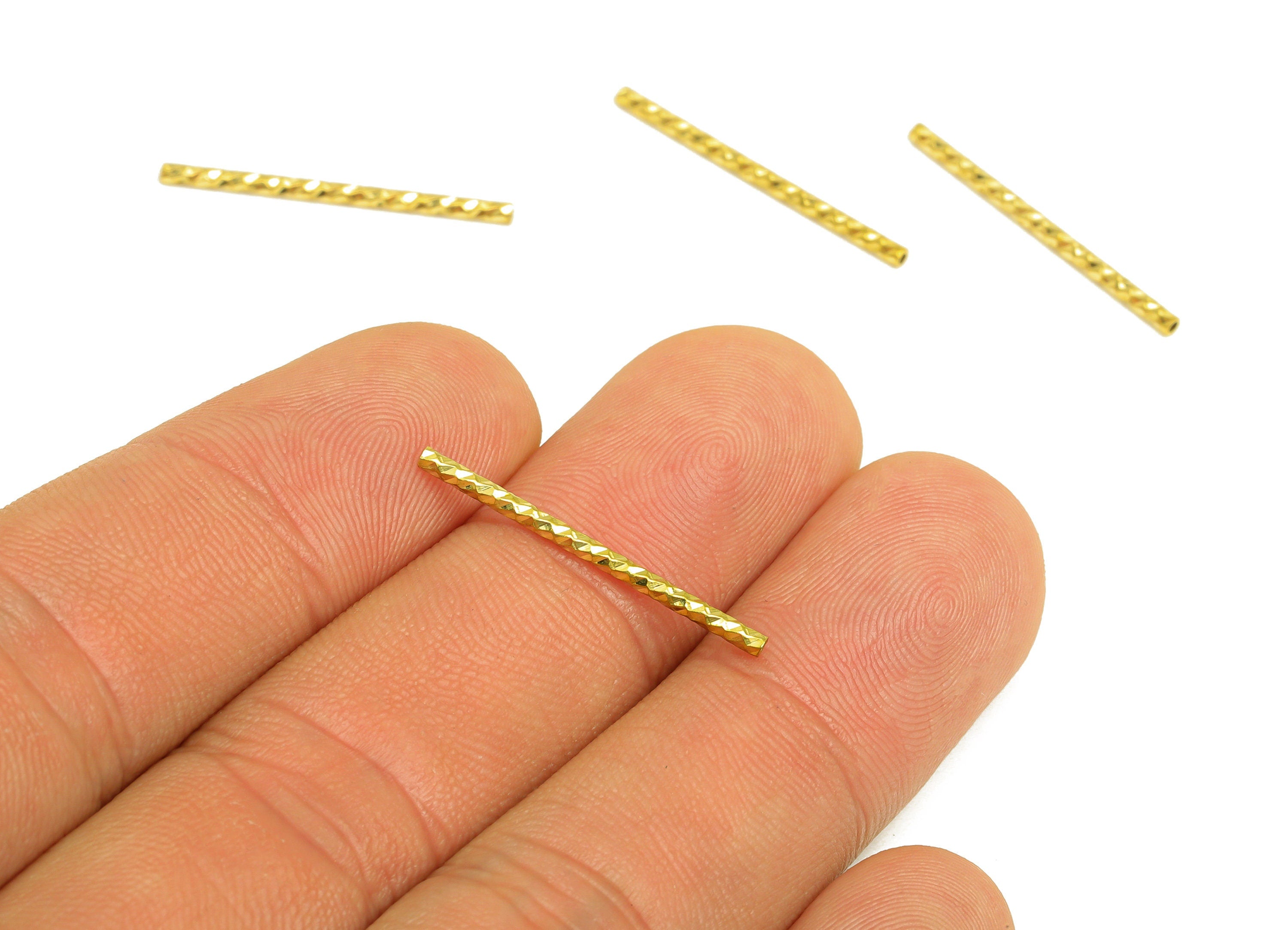 1.5*25 Batch Flower Straight Tube - Raw Brass DIY Tube Beads - Textured Circle Pipes for Geometric - For Air Plants - DIY Tubes - PP10759 - DOMEDBAZAAR