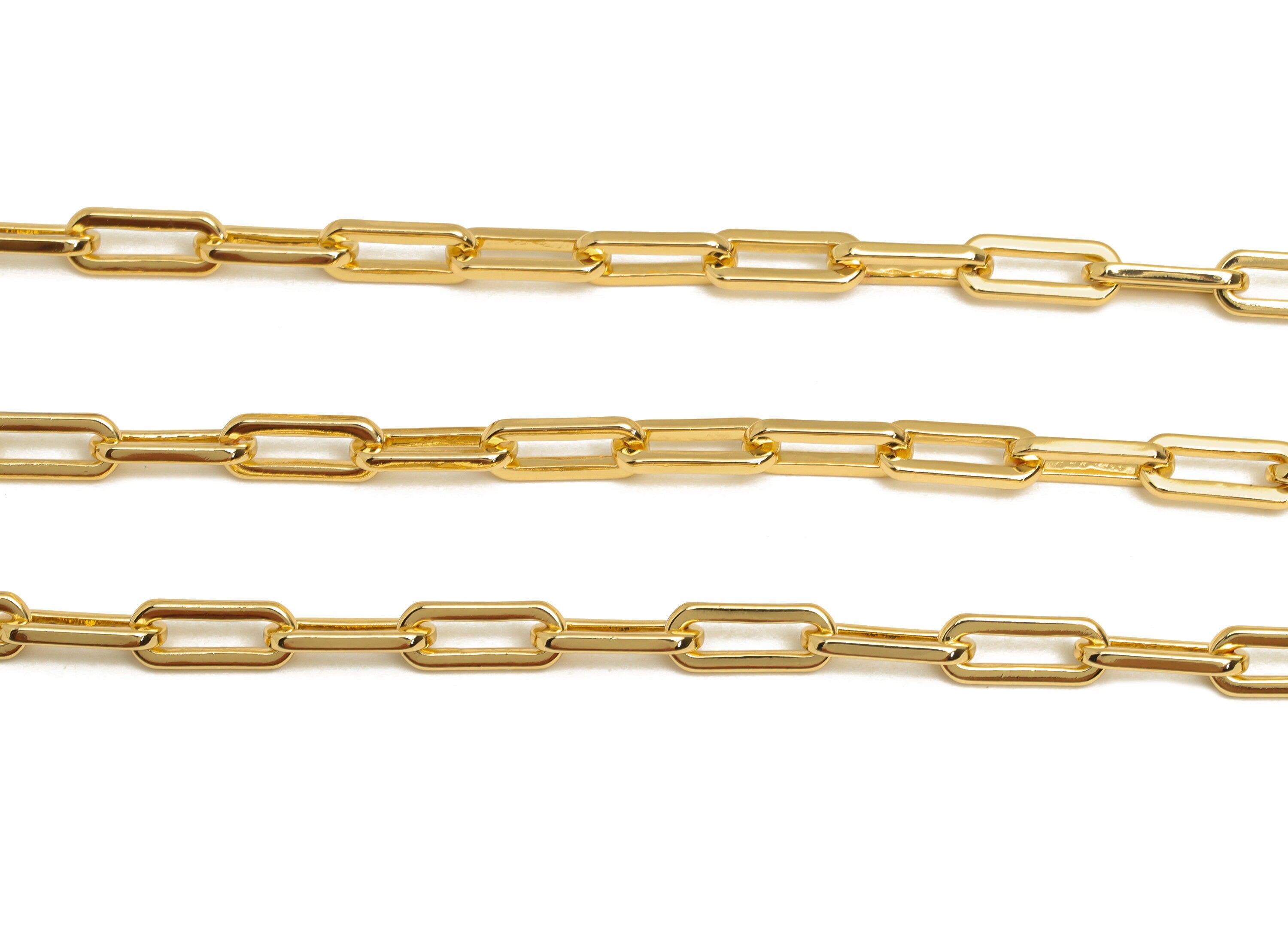 Brass Flat Oval Cable Chain - Brass Oval Link Chain - Open Link Chain - Flat Wire - Thick Chain - 18K Real Gold Plating - 12x4x1mm - RGP6744 - DOMEDBAZAAR