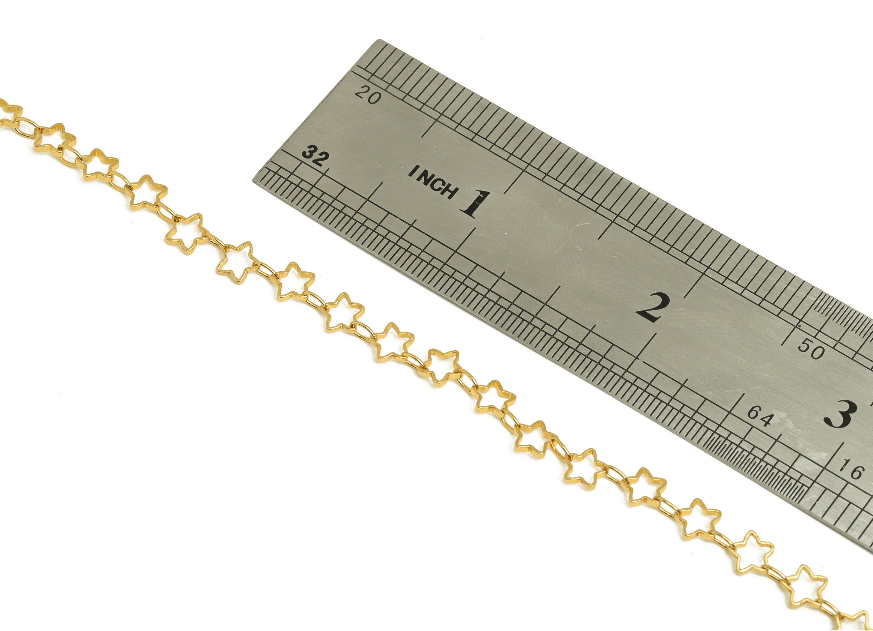 Brass Star Link Chain - Mini Star Soldered Chain - Bracelet Chain - Brass Hollow Star Chain - 18K Real Gold Plating - 5.2x5x0.92mm - RGP6742 - DOMEDBAZAAR