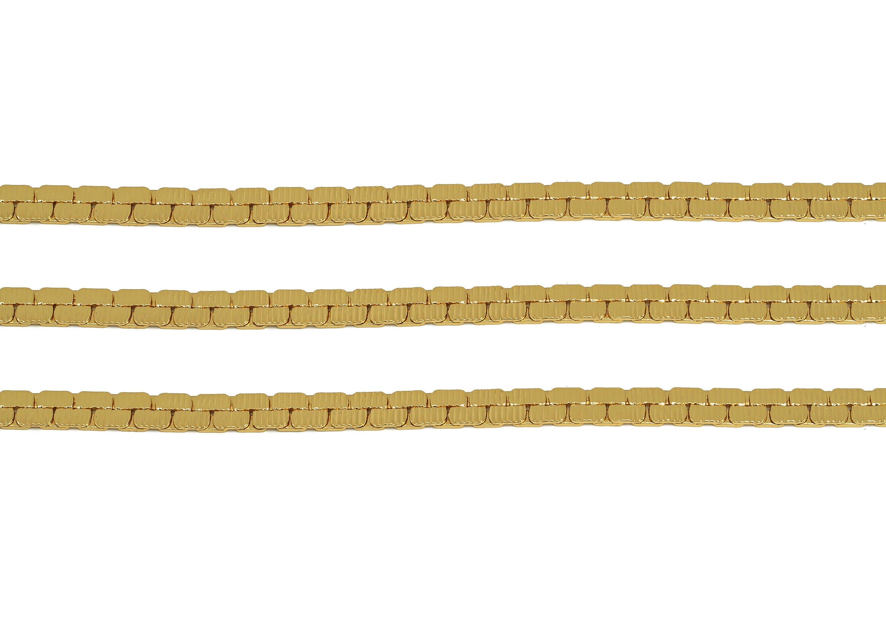 Brass Herringbone Snake Chain - Flat Snake Chain - Textured Snake Chain - Snake Chain - 18K Real Gold Plating - 4.5x1mm - RGP6739 - DOMEDBAZAAR
