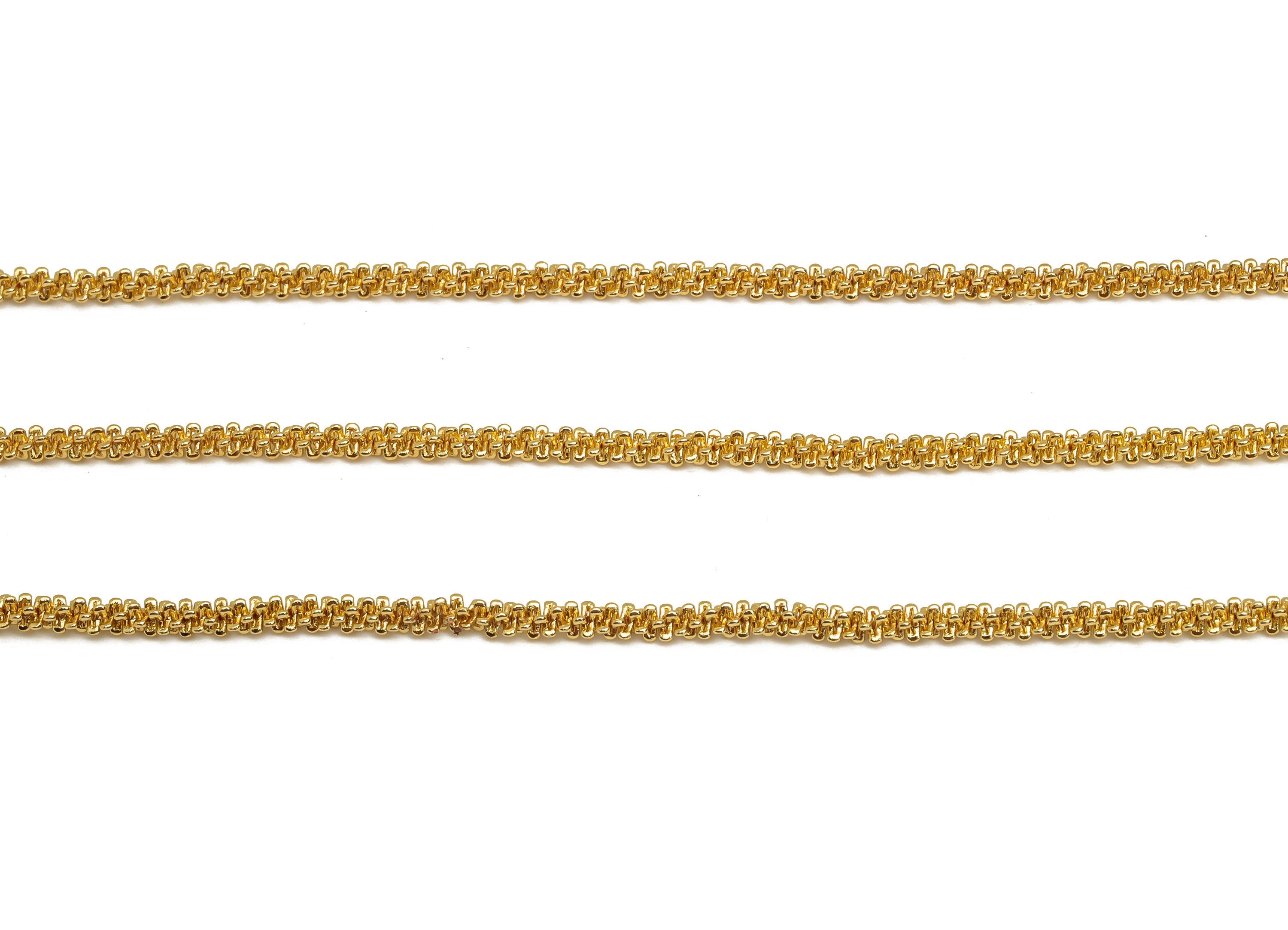 Brass Snake Chain - Brass Mini Chunky Chain - Patterned Snake Chain - Textured Snake Chain - 18K Real Gold Plating - 11x6x2mm - RGP6750 - DOMEDBAZAAR