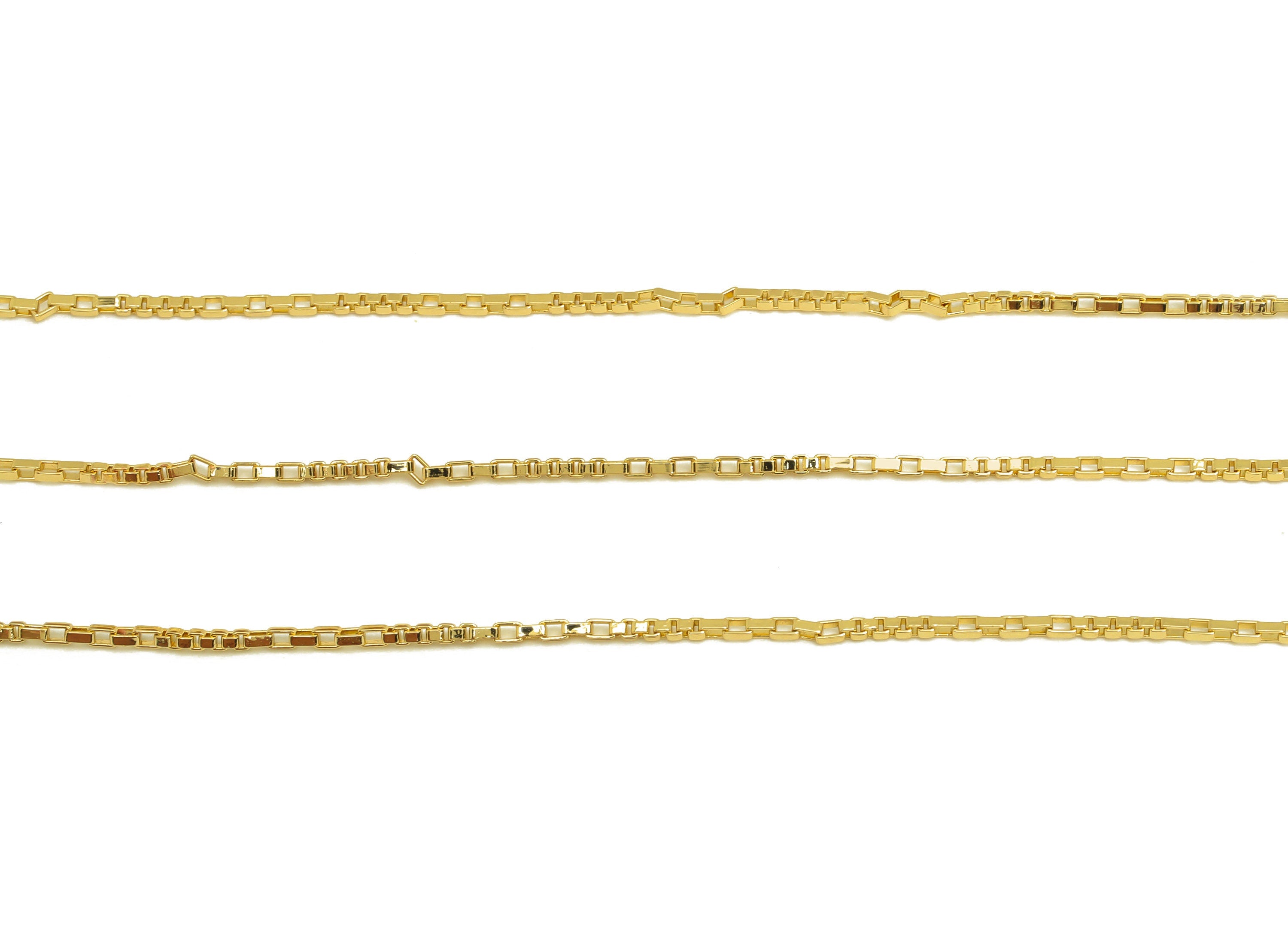 Brass 1.2 Rectangle Box Chain - Brass Soldered Chain - Brass Mini Box Chain - Bracelet Chain - 18K Real Gold Plating - 1.15x1.17mm - RGP6737 - DOMEDBAZAAR