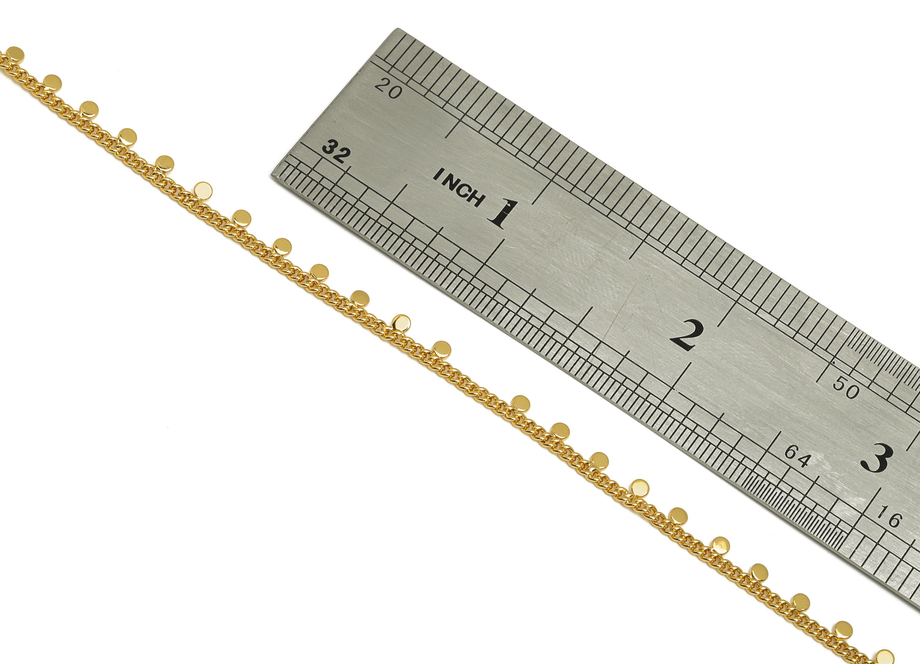 Brass Ball Satellite Curb Chain - Brass Mini Curb Chain - Brass Beaded Chain - Bracelet Chain - 18K Real Gold Plating - 1x3x0.93mm - RGP6745 - DOMEDBAZAAR