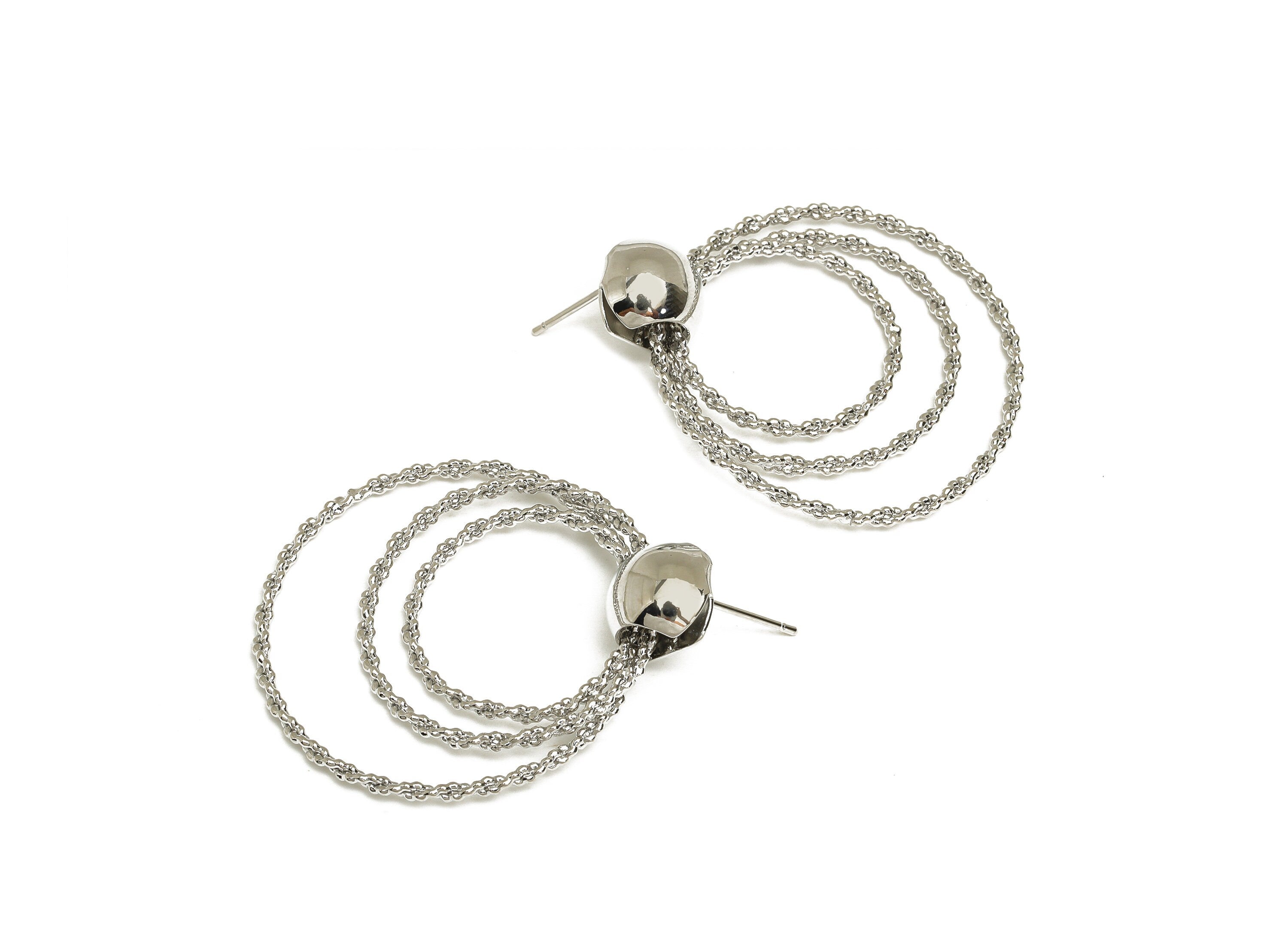 Brass Round Earring Post - Brass Textured Circle Earring Stud - Brass Circle Earring Post - 18K White Gold Plating - 39.44x36x1mm - RGP6775 - DOMEDBAZAAR