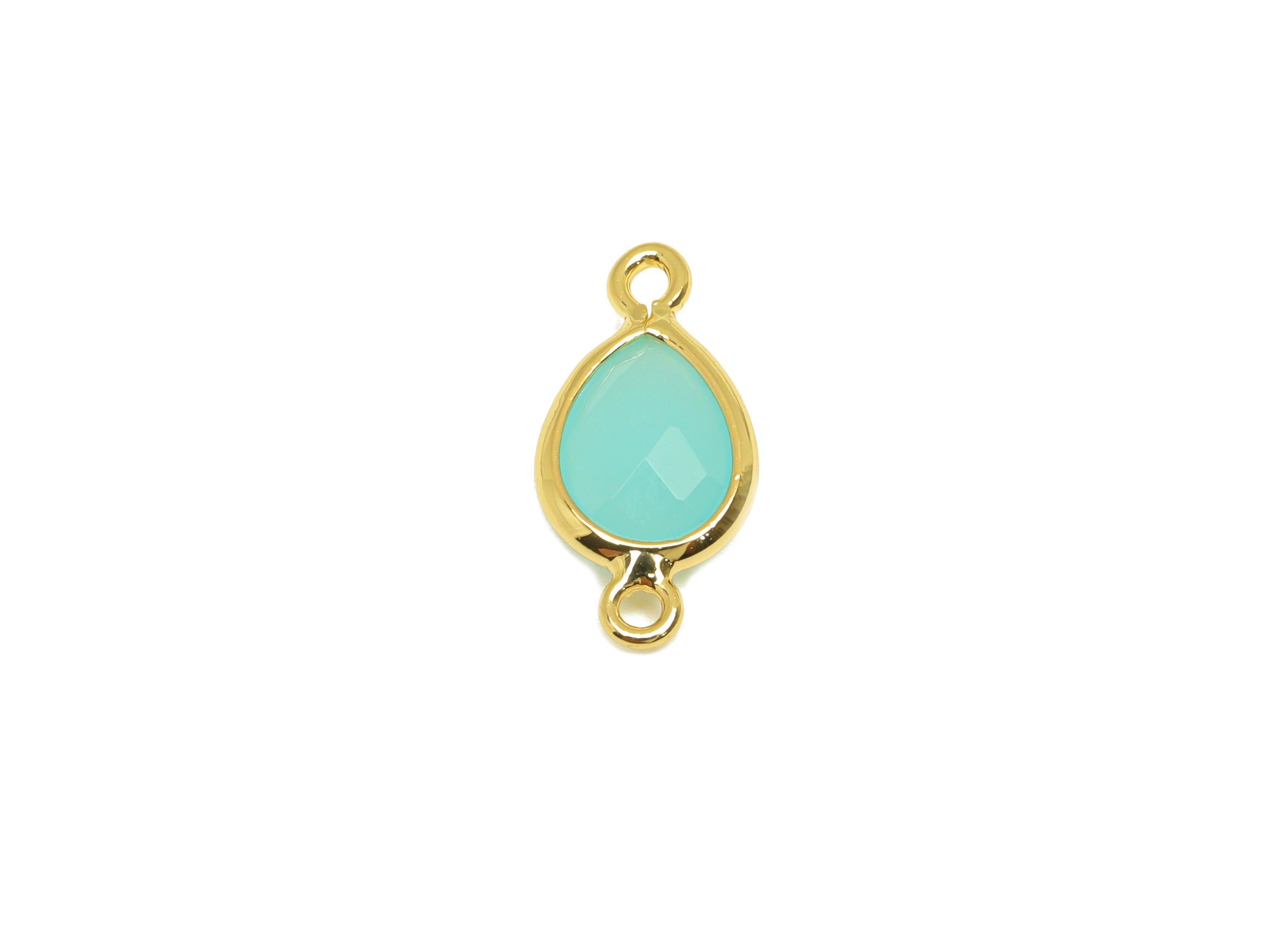 Brass Teardrop Connector - Brass Faceted Glass Earring Charm - Hulan Jade Earring Charm - 18K Real Gold Plated - 14x6x2mm - RGP6922U - DOMEDBAZAAR
