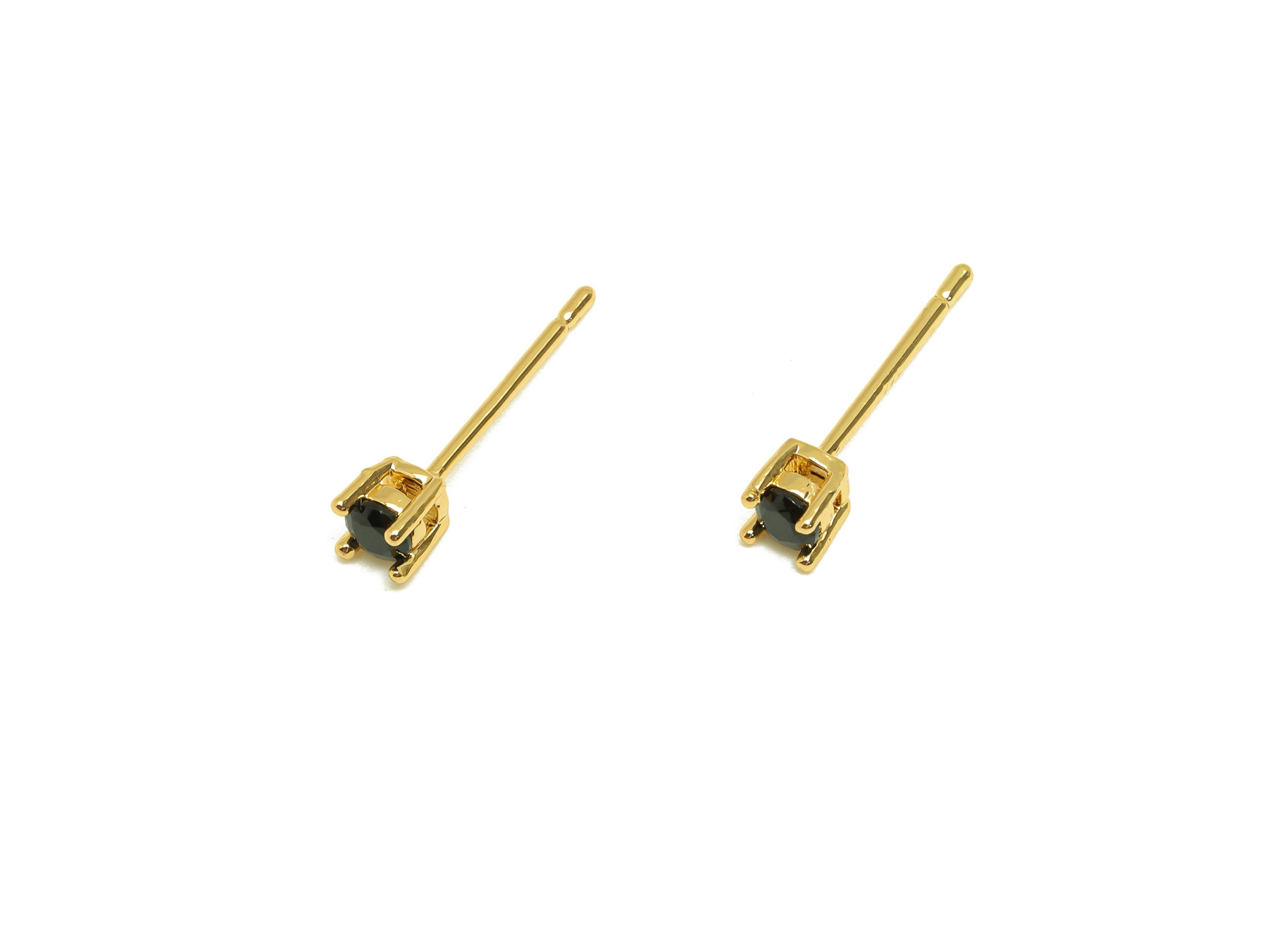 Brass Blue Round Earring Post - Brass Minimalist Cubic Zircon Earring Post - 18K Real Gold Plating - 15x3x3mm - RGP7100 - DOMEDBAZAAR