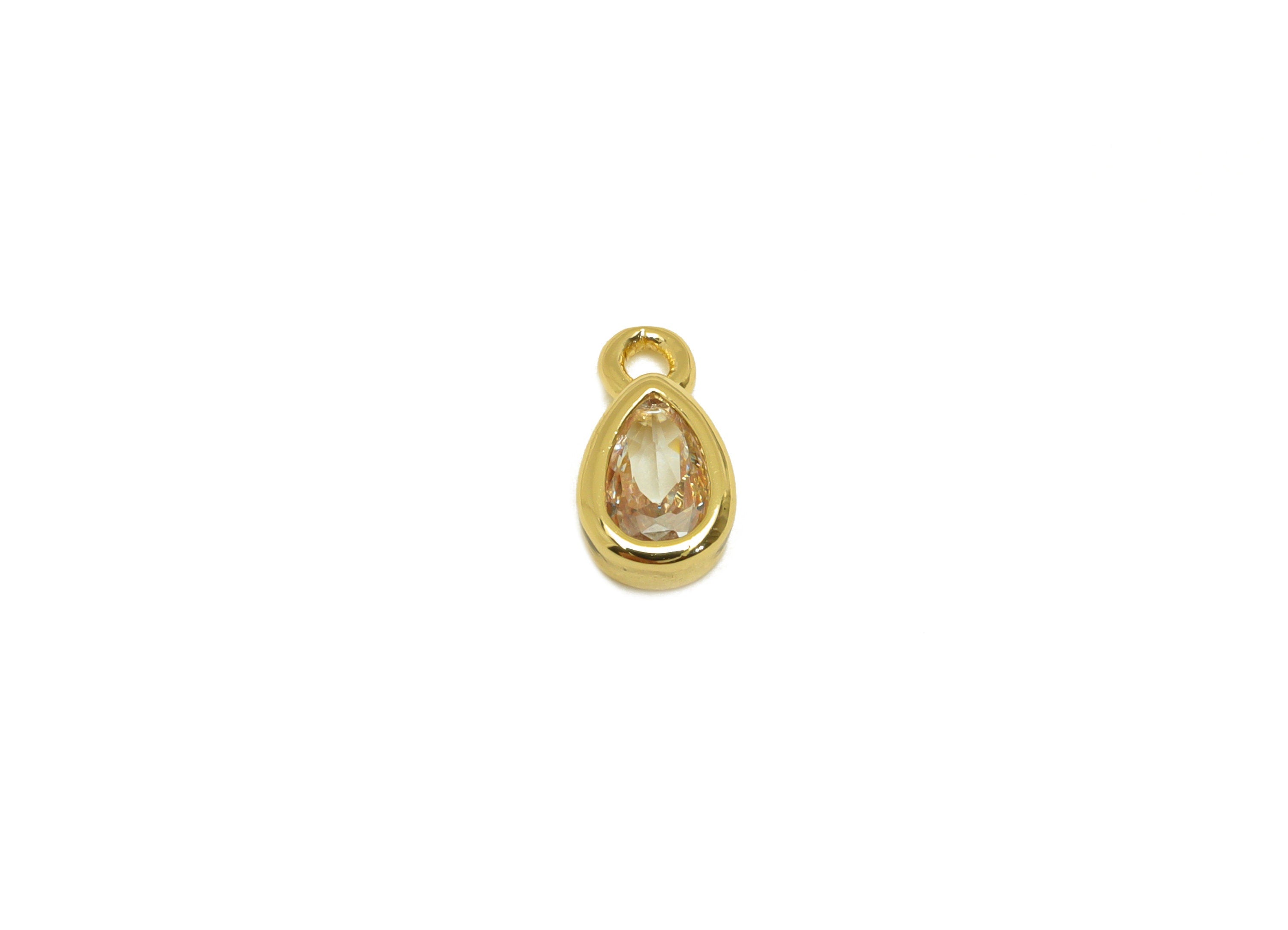 Brass CZ Teardrop Earring Charm - Brass Drop Cubic Zircon Charm - Mini CZ Earring Charm - 18K Real Gold Plating - 8x4.29x1.98mm - RGP7107 - DOMEDBAZAAR