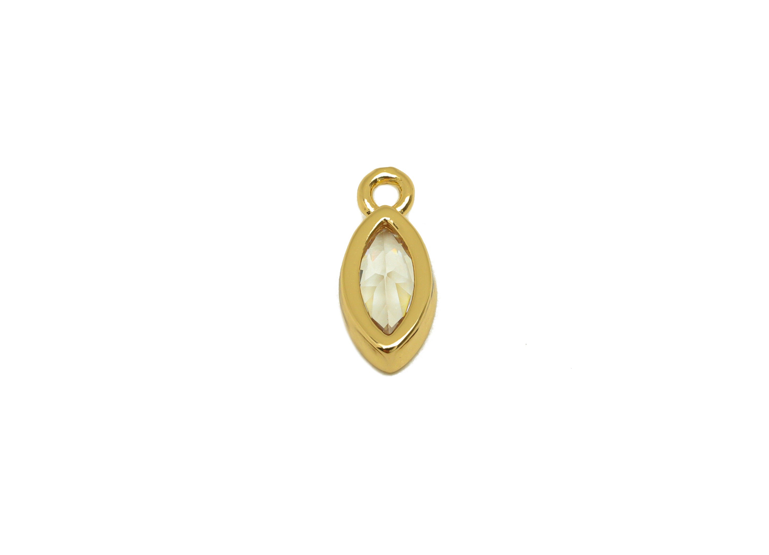 Brass CZ Marquise Earring Charm - Brass Geometry Cubic Zircon Charm - CZ Earring Charm - 18K Real Gold Plating - 11.78x5x2.14mm - RGP7105 - DOMEDBAZAAR