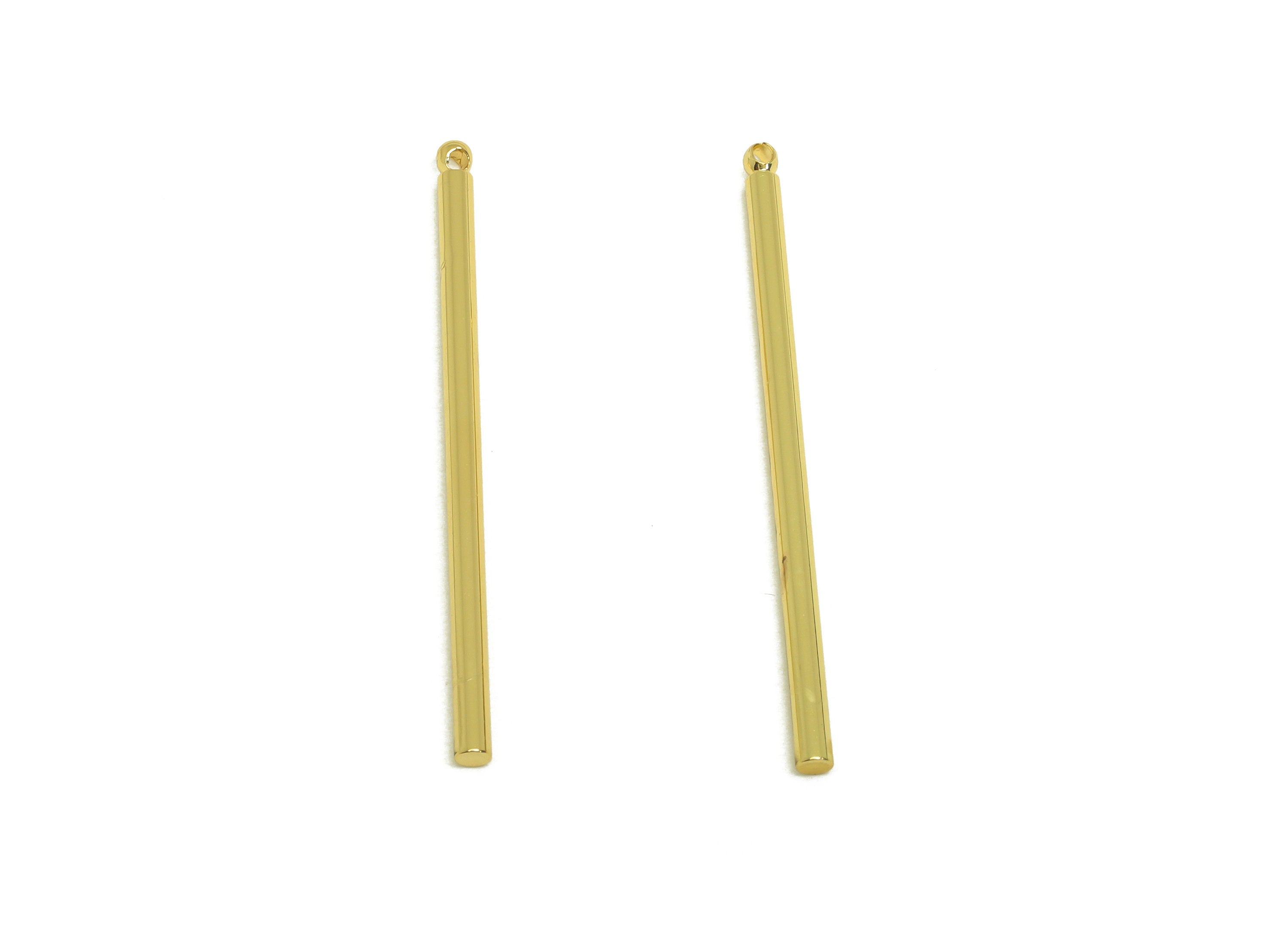 Brass Stick Earring Charm - Brass Long Bar Earring Charm - Brass Gold Stick Earring Charm - 18K Real Gold Plating - 40x2.05x2.05mm - RGP6971 - DOMEDBAZAAR