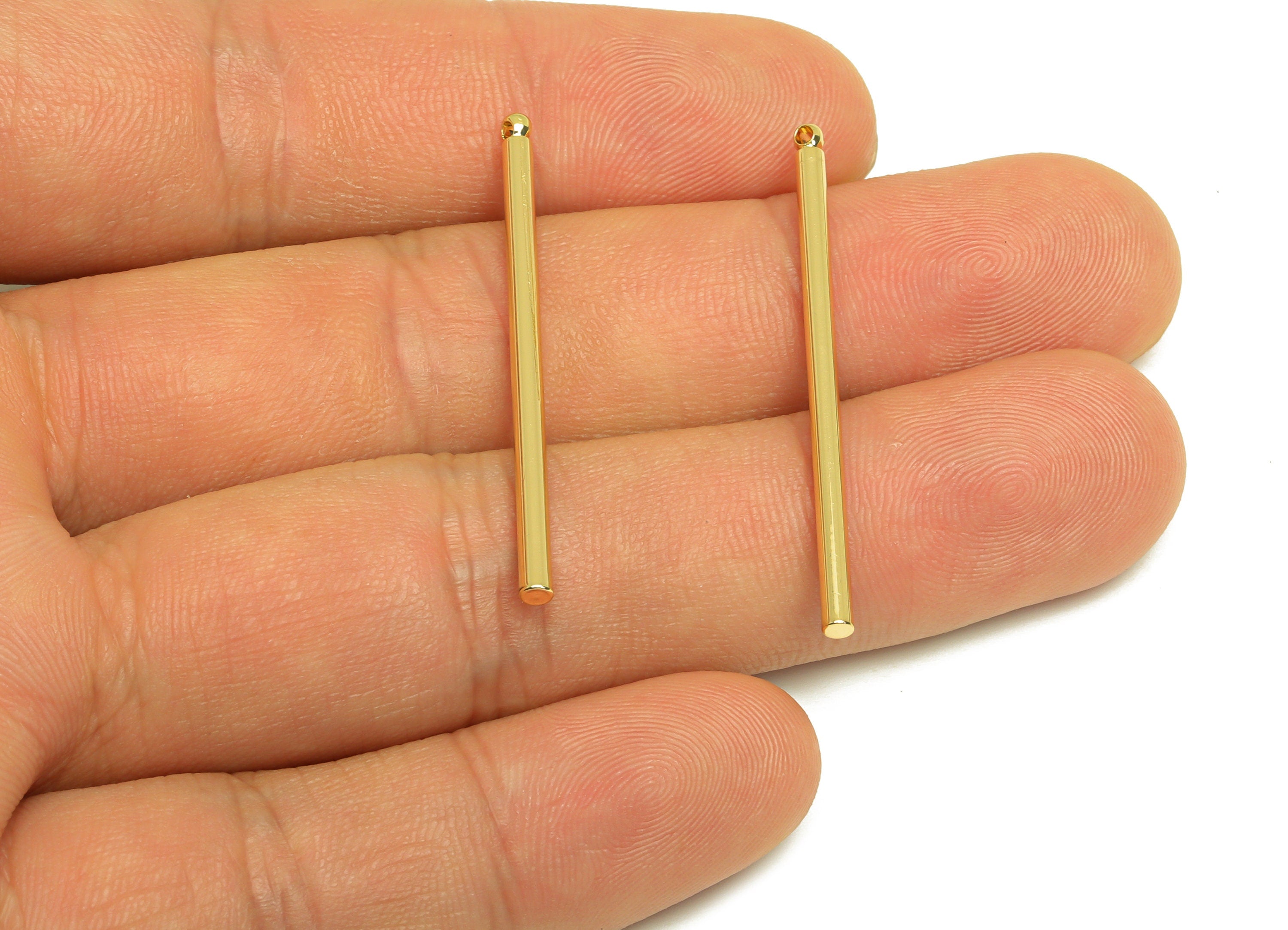 Brass Stick Earring Charm - Brass Long Bar Earring Charm - Brass Gold Stick Earring Charm - 18K Real Gold Plating - 40x2.05x2.05mm - RGP6971 - DOMEDBAZAAR