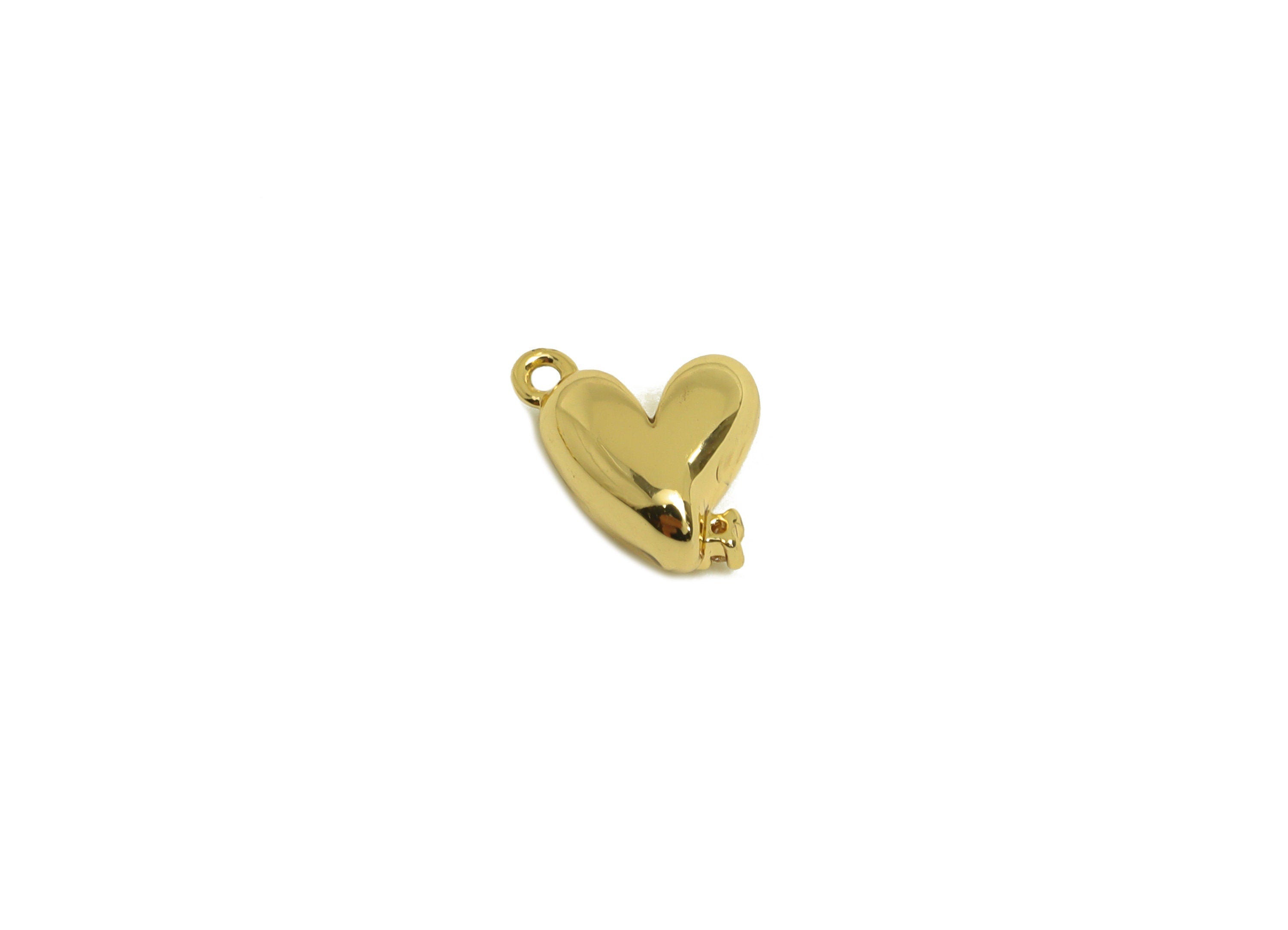 Brass Heart Earring Charm - Brass Cubic Zircon Earring Charm - Brass Solid Heart Charm - 18K Real Gold Plating - 8.61x8.3x4.35mm - RGP6853 - DOMEDBAZAAR