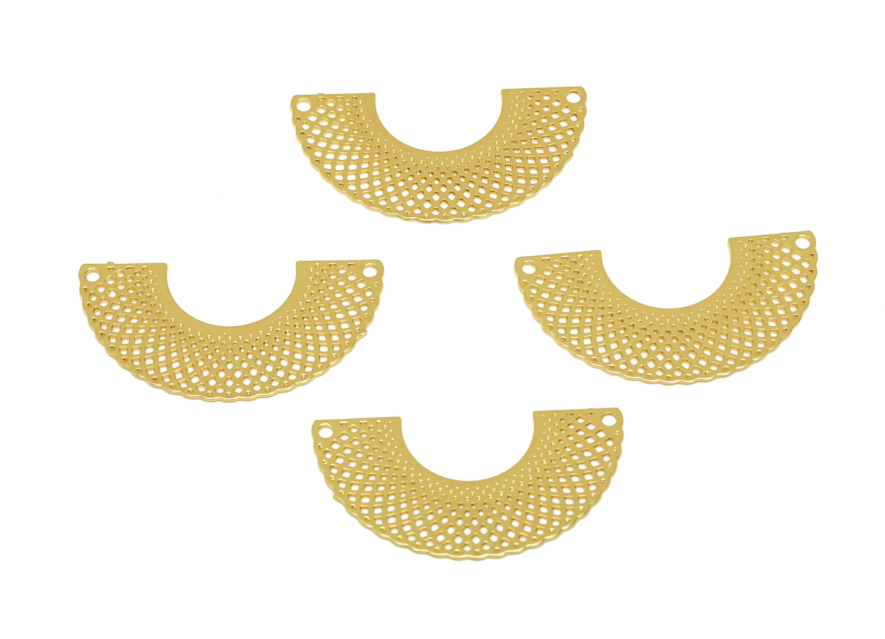 Brass Bridge Connector - Brass Geometry Earring Charm - Brass Hollow Bridge Earring Charm - 18K Real Gold Plating - 25x13x0.37mm - RGP7178 - DOMEDBAZAAR