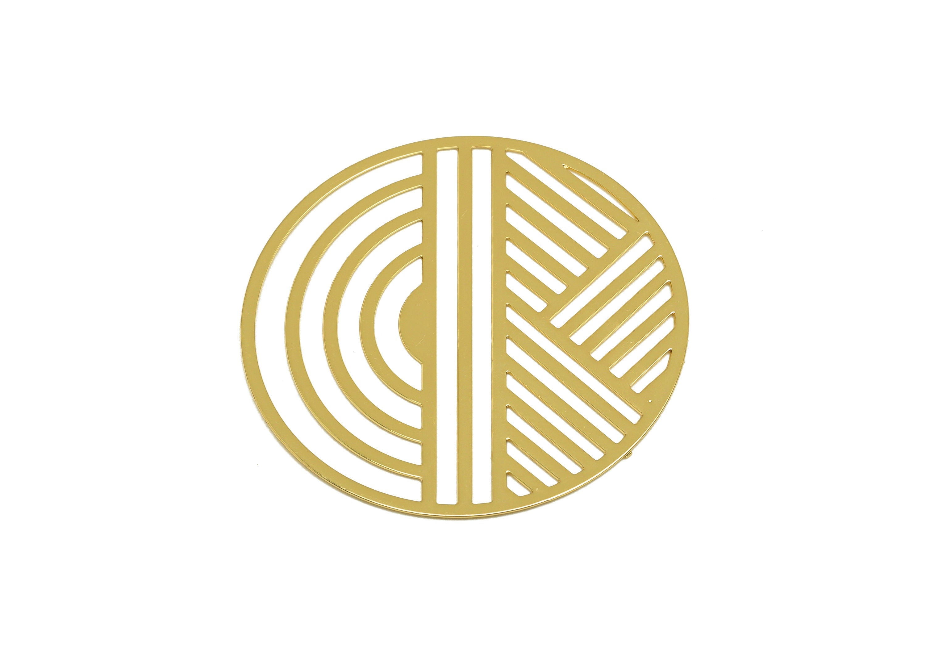 Brass Round Earring Charm - Brass Geometry Earring Charm - Brass Hollow Geometry Charm - 18K Real Gold Plating - 30x30x0.36mm - RGP7166 - DOMEDBAZAAR