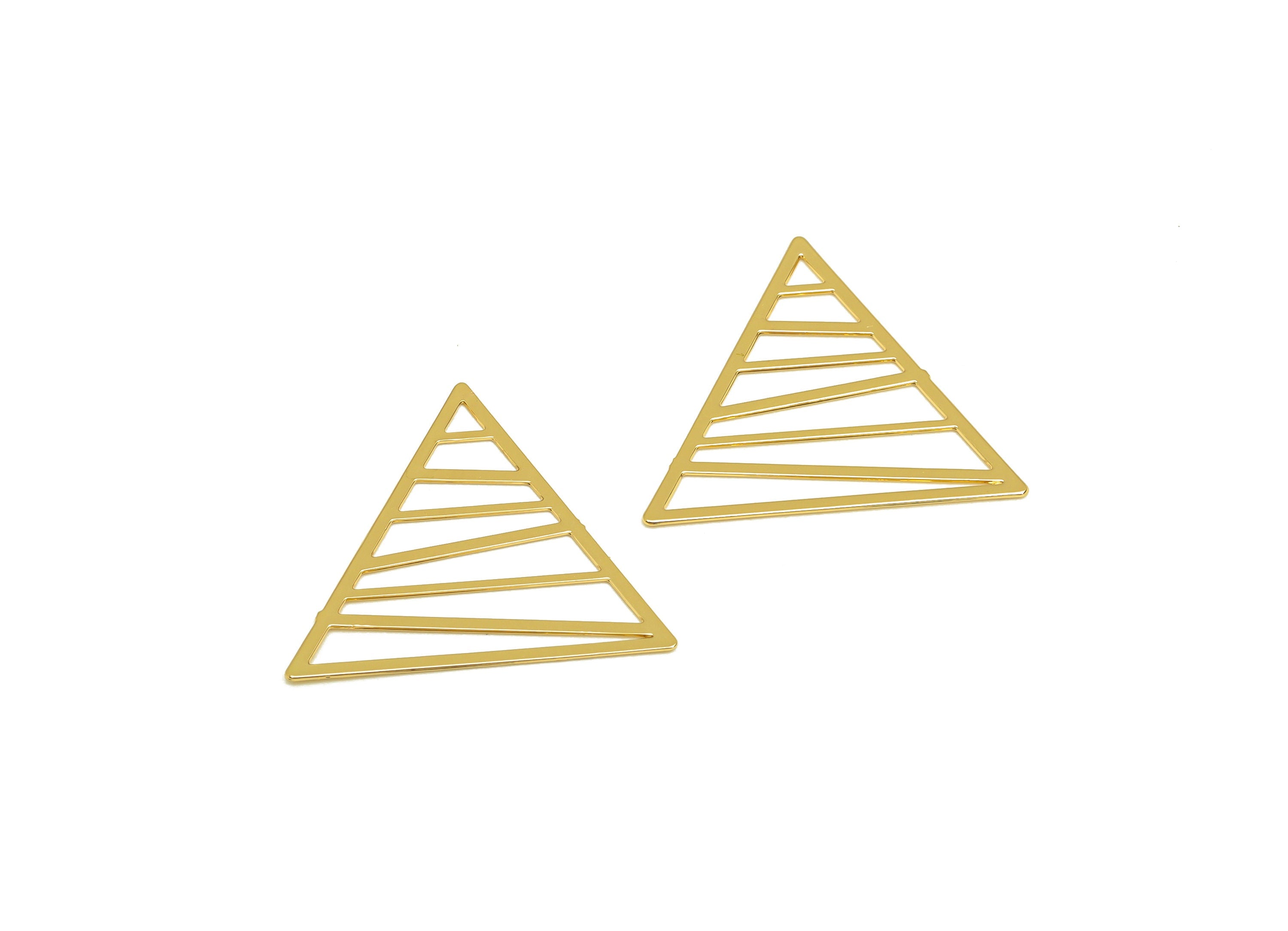 Brass Triangle Earring Charm - Brass Geometry Earring Charm - Brass Hollow Geometry Charm - 18K Real Gold Plating - 20.9x18x0.39mm - RGP7174 - DOMEDBAZAAR