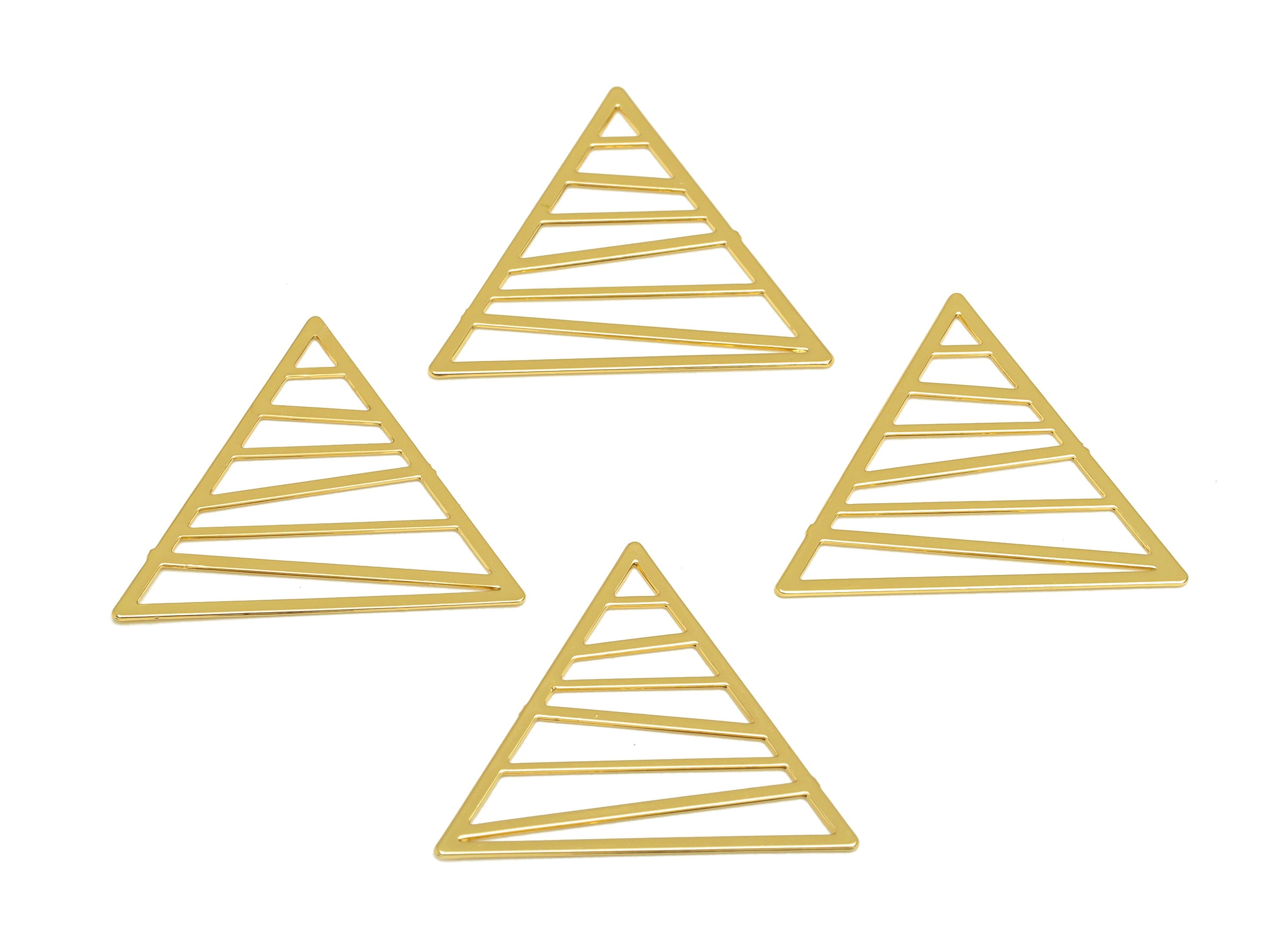 Brass Triangle Earring Charm - Brass Geometry Earring Charm - Brass Hollow Geometry Charm - 18K Real Gold Plating - 20.9x18x0.39mm - RGP7174 - DOMEDBAZAAR