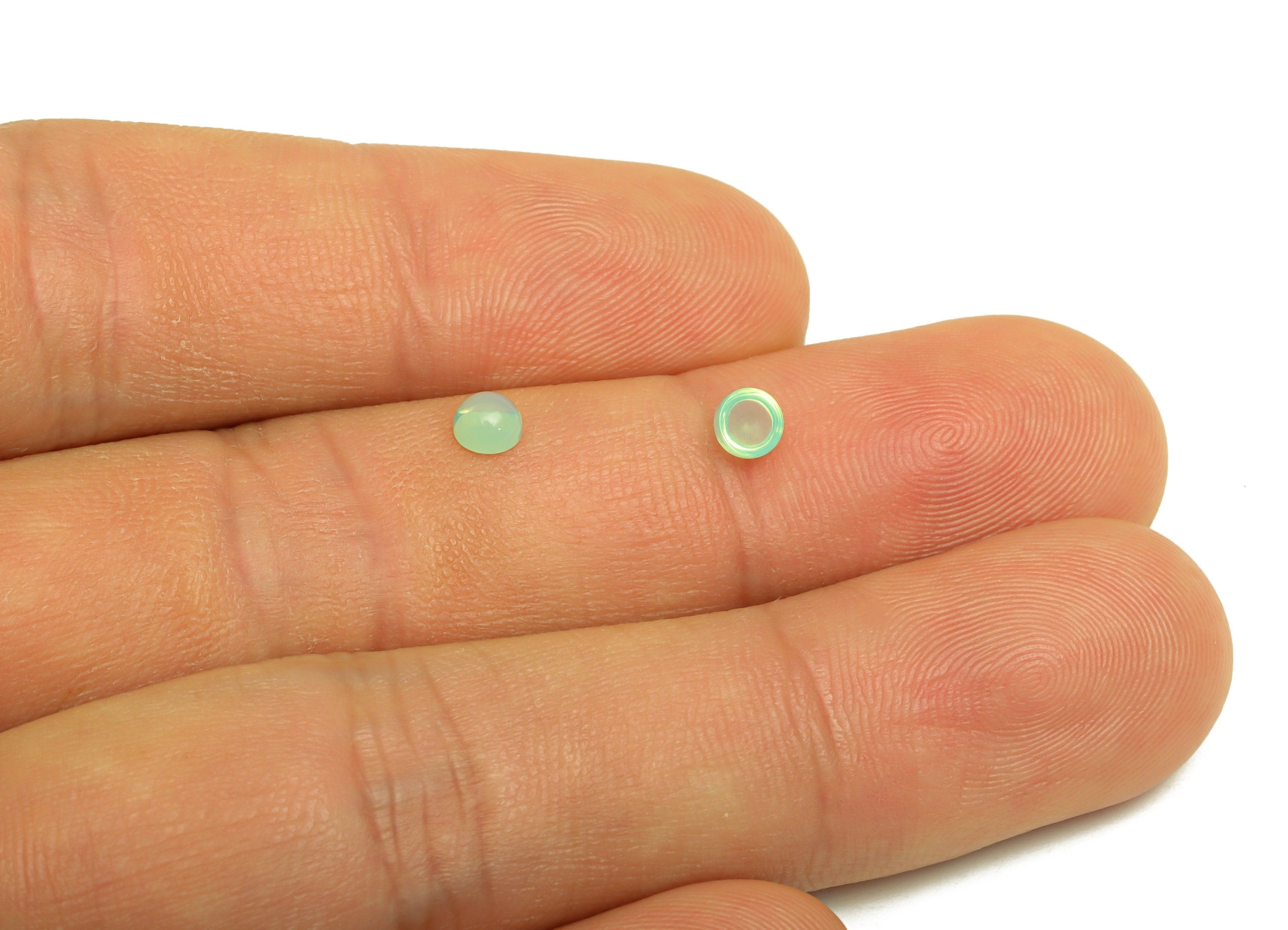 Round 4.0mm Beads - Semi Opal Flat Bottom Glossy Beads - Flat Opal Cabachon Green Protein Beads - Jewelry Making DIY - 4x4x2.6mm - RGP6909 - DOMEDBAZAAR