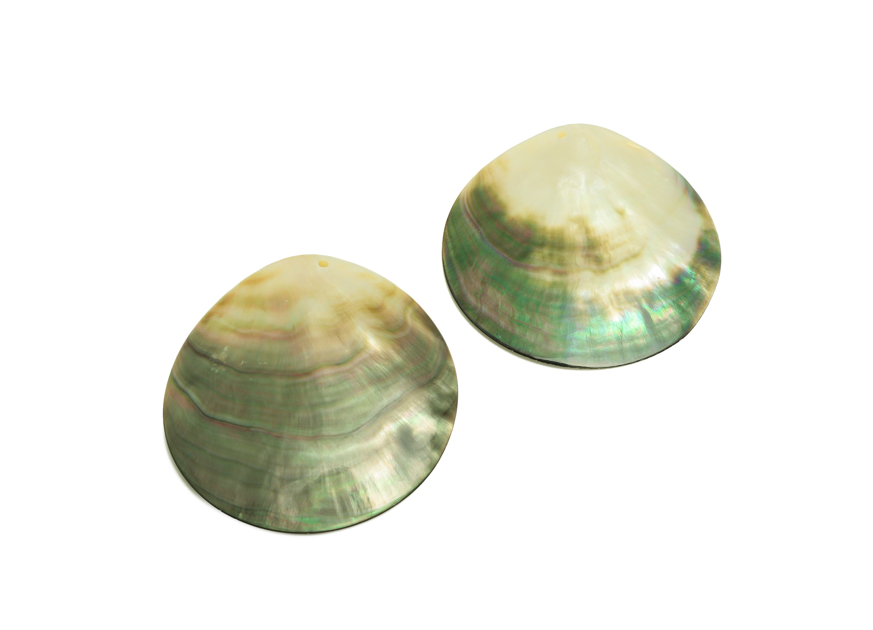 Huge Round Seashell - Natural Mother of Pearl Shell Round - Mother Seashell For Necklace - Jewelry Making DIY - 68.76x69.24x3.94mm - RGP6900 - DOMEDBAZAAR