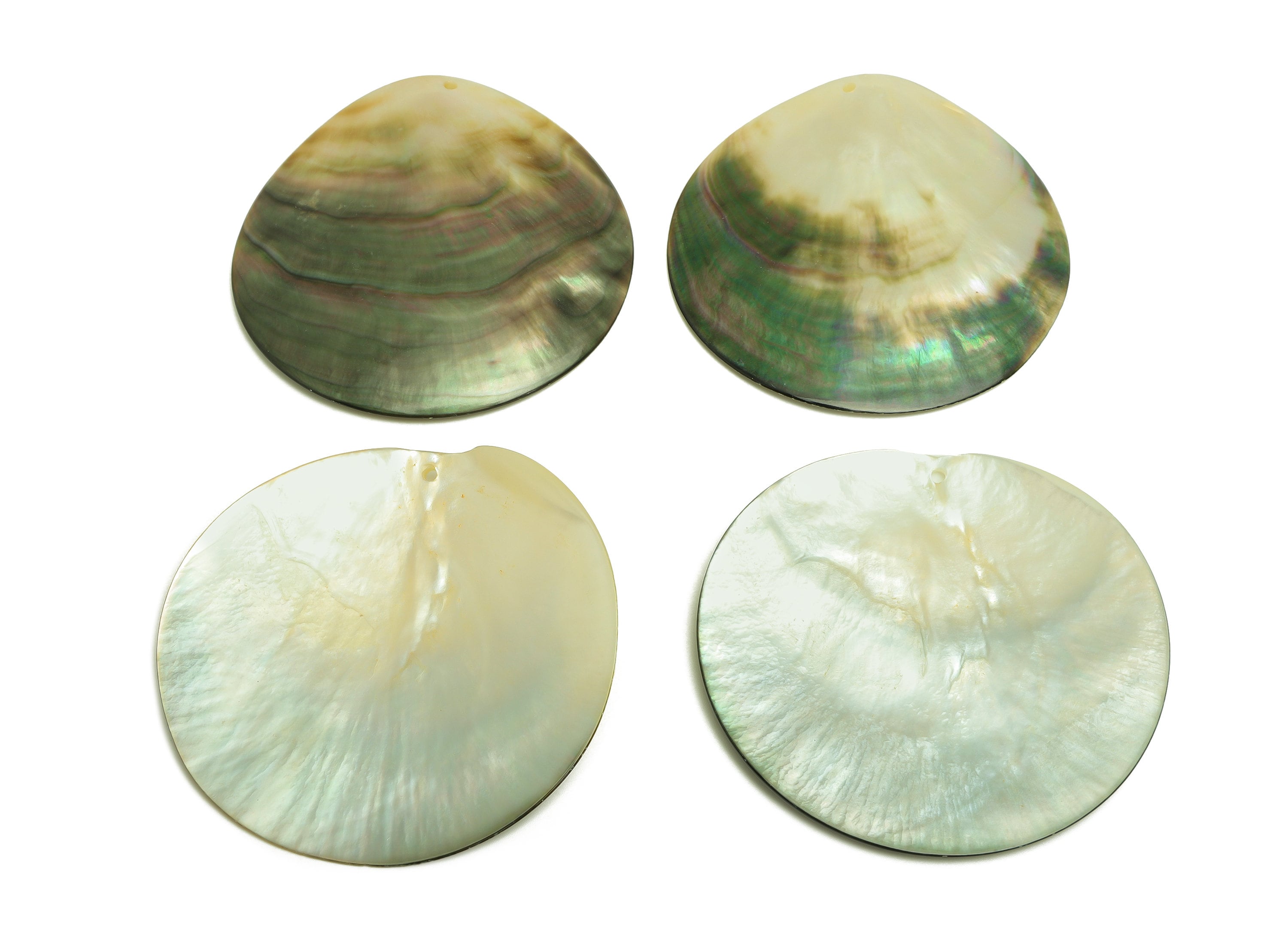 Huge Round Seashell - Natural Mother of Pearl Shell Round - Mother Seashell For Necklace - Jewelry Making DIY - 68.76x69.24x3.94mm - RGP6900 - DOMEDBAZAAR