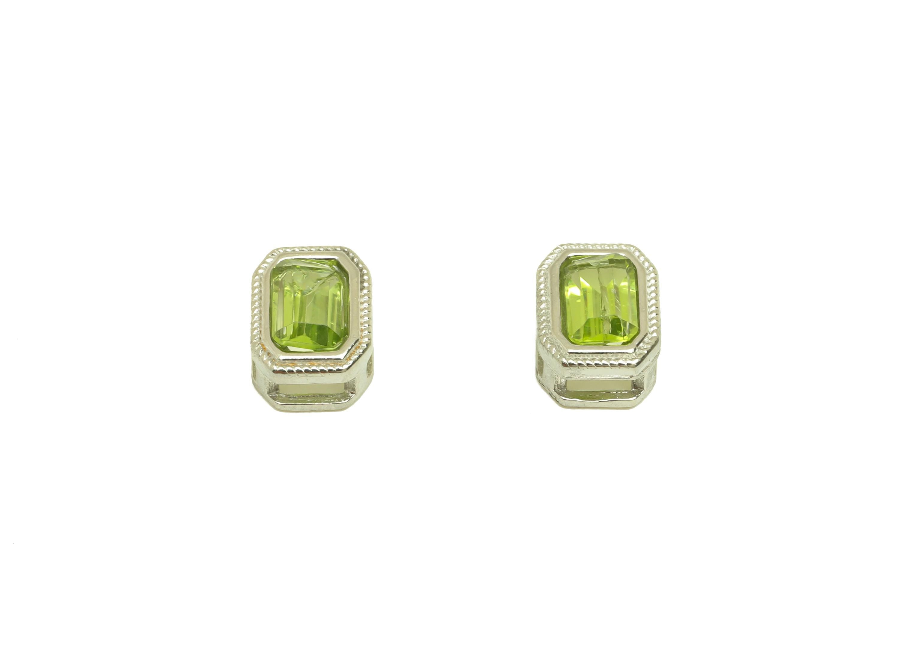 Brass Rectangle Bead - Brass Citrine Earring Charm - Brass Citrine Bead Bracelet Charm - Silver Tone Plating - 9.14x6.99x4.94mm - RGP7235A - DOMEDBAZAAR