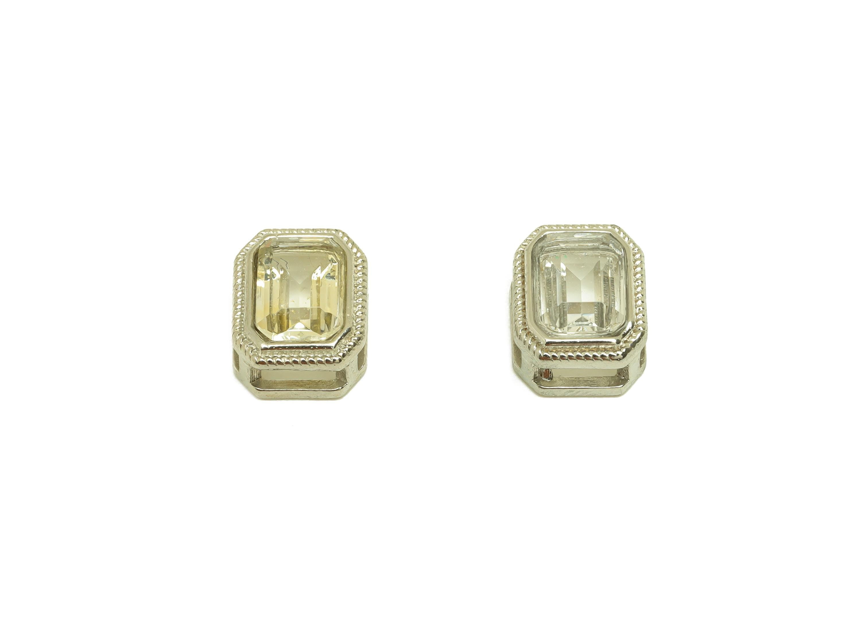 Brass Rectangle Bead - Brass Citrine Earring Charm - Brass Citrine Bead Bracelet Charm - Silver Tone Plating - 9.14x6.99x4.94mm - RGP7235C - DOMEDBAZAAR