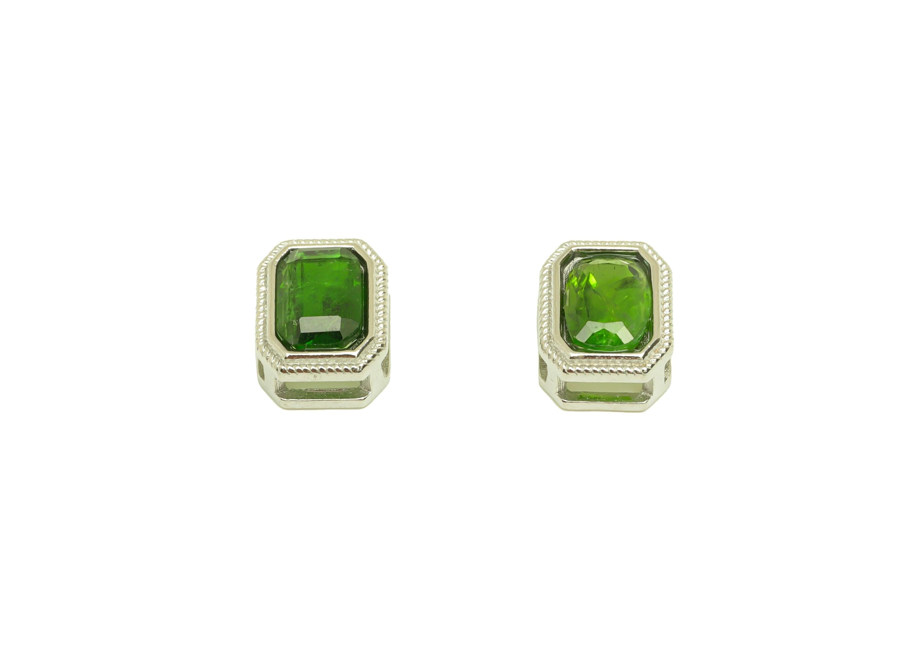Brass Rectangle Bead - Brass Diopside Earring Charm - Brass Diopside Bead Bracelet Charm - Silver Tone Plating - 9.14x6.99x4.94mm - RGP7235D - DOMEDBAZAAR