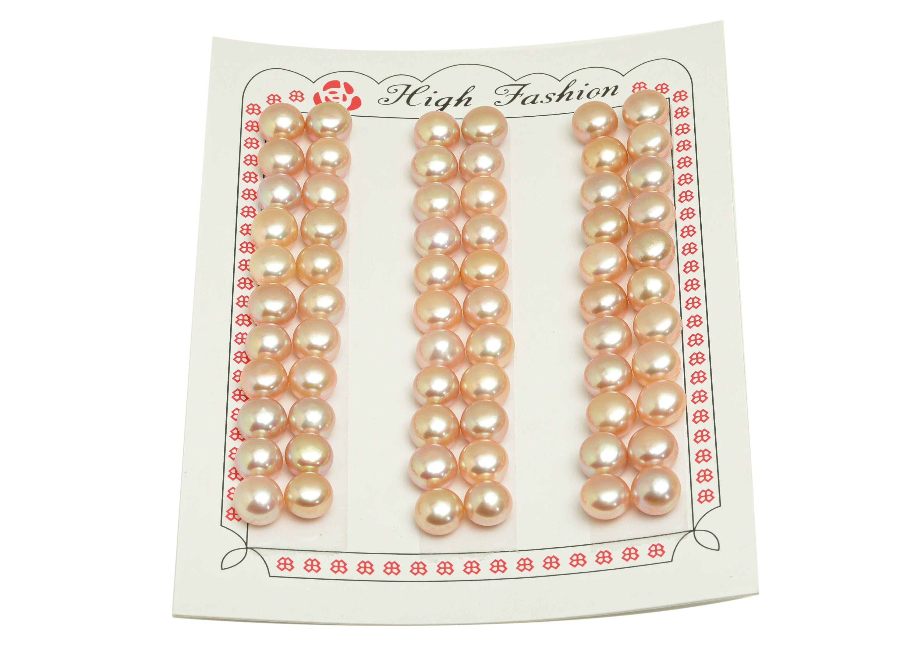 Natural Pearl Cabachon  - Natural Rose Pearls - Pearl Cabachon 7.5mm 66 Pearls/1 Card - For Rings - DIY Making - 7x7.76x5.61mm - RGP7044 - DOMEDBAZAAR
