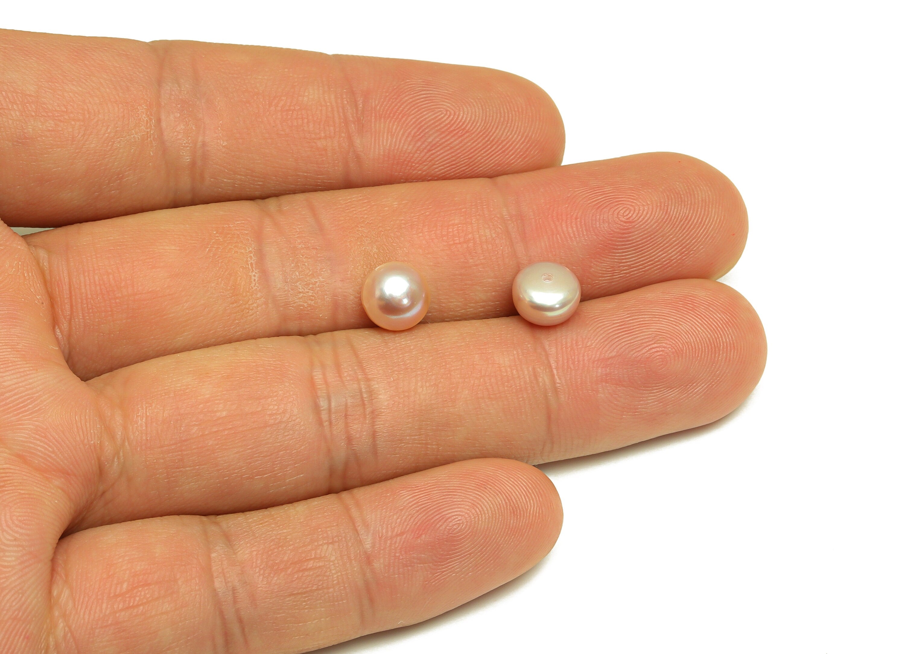 Natural Pearl Cabachon  - Natural Rose Pearls - Pearl Cabachon 7.5mm 66 Pearls/1 Card - For Rings - DIY Making - 7x7.76x5.61mm - RGP7044 - DOMEDBAZAAR