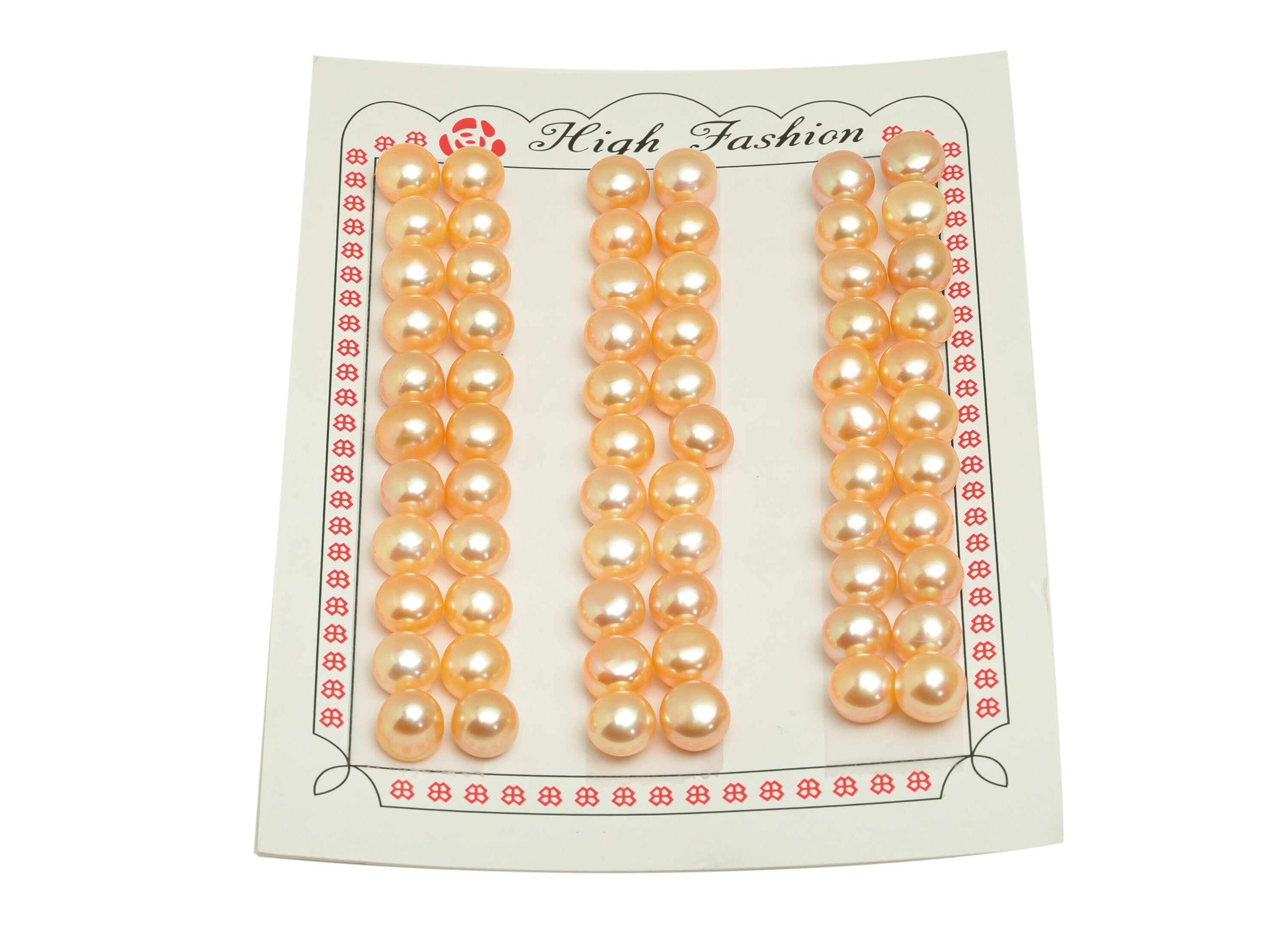 Natural Pearl Cabachon  - Natural Orange Pearls - Pearl Cabachon 7.5mm 66 Pearls/1 Card - For Rings - DIY Making - 7x7.76x5.61mm - RGP7042 - DOMEDBAZAAR