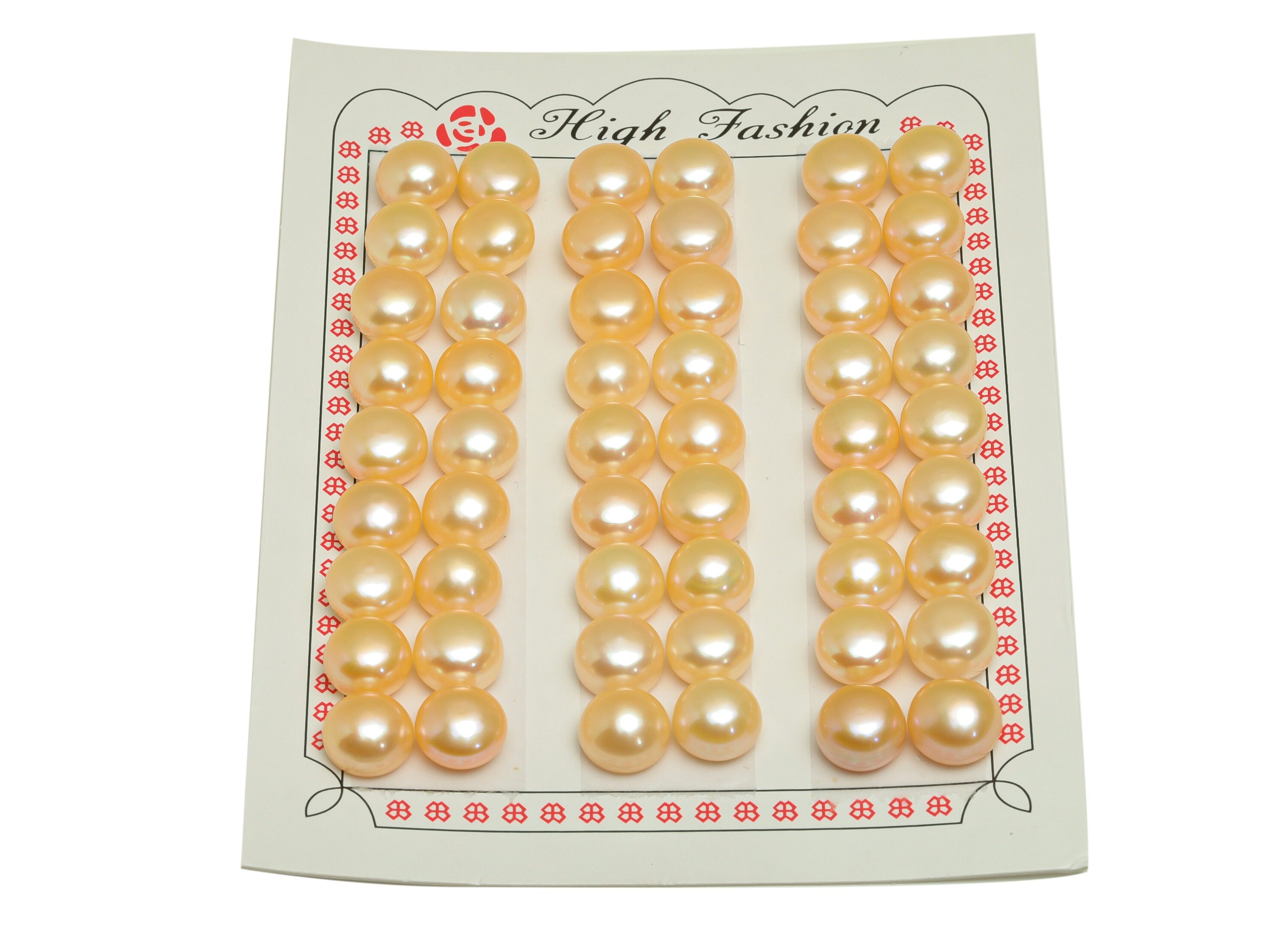 Natural Pearl Cabachon  - Natural Gold Rose Pearls - Pearl Cabachon 10mm AAA10-11 54pearls/1card - For Rings - DIY Making - 9x9x6mm- RGP7043 - DOMEDBAZAAR