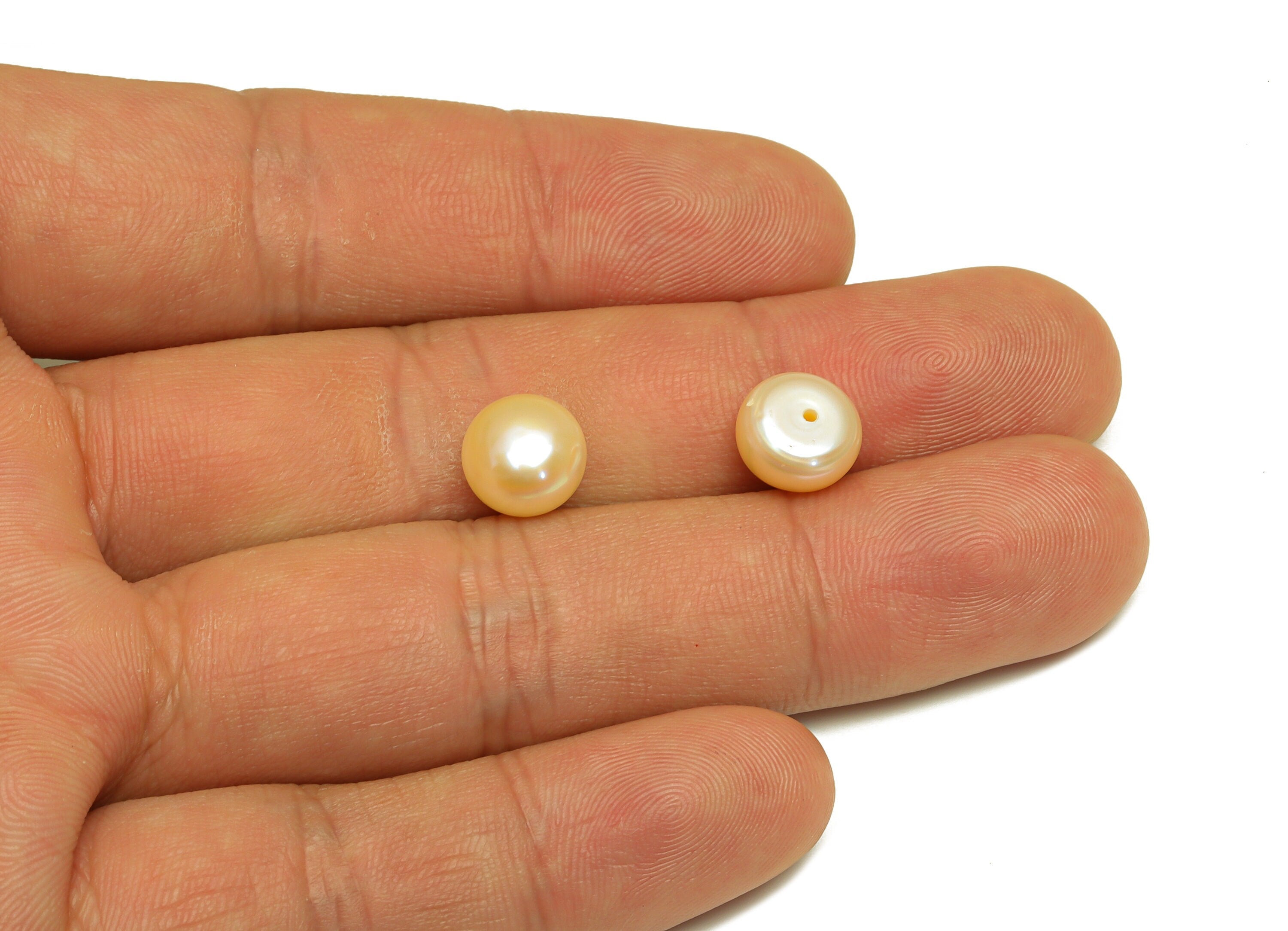 Natural Pearl Cabachon  - Natural Gold Rose Pearls - Pearl Cabachon 10mm AAA10-11 54pearls/1card - For Rings - DIY Making - 9x9x6mm- RGP7043 - DOMEDBAZAAR