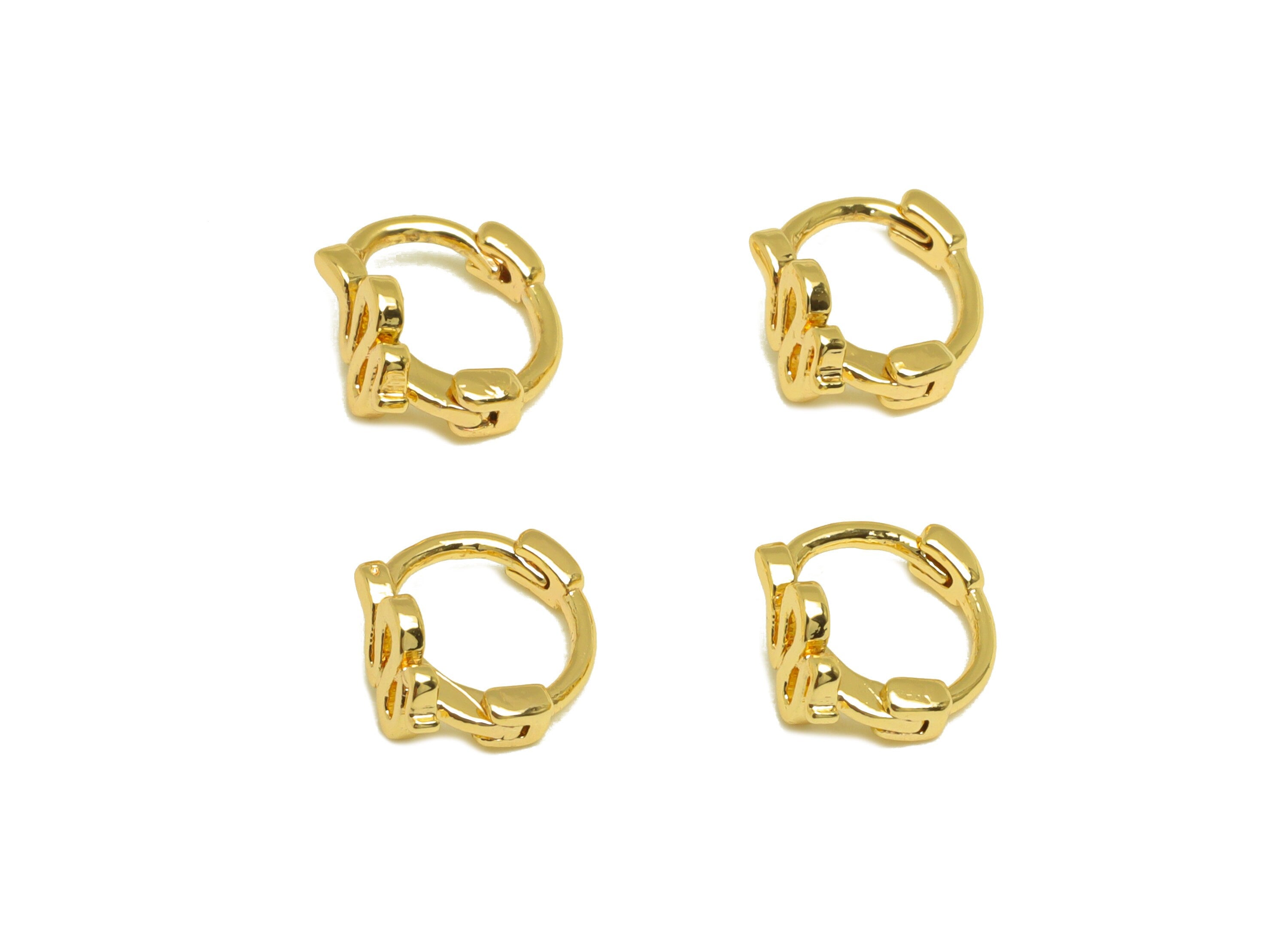 Brass Snake Hoop Earring - Brass Mini Hoop Earring - Brass Snake Huggie Hoop Earring - 18K Real Gold Plating - 8.09x8.07x0.77mm - RGP7060 - DOMEDBAZAAR