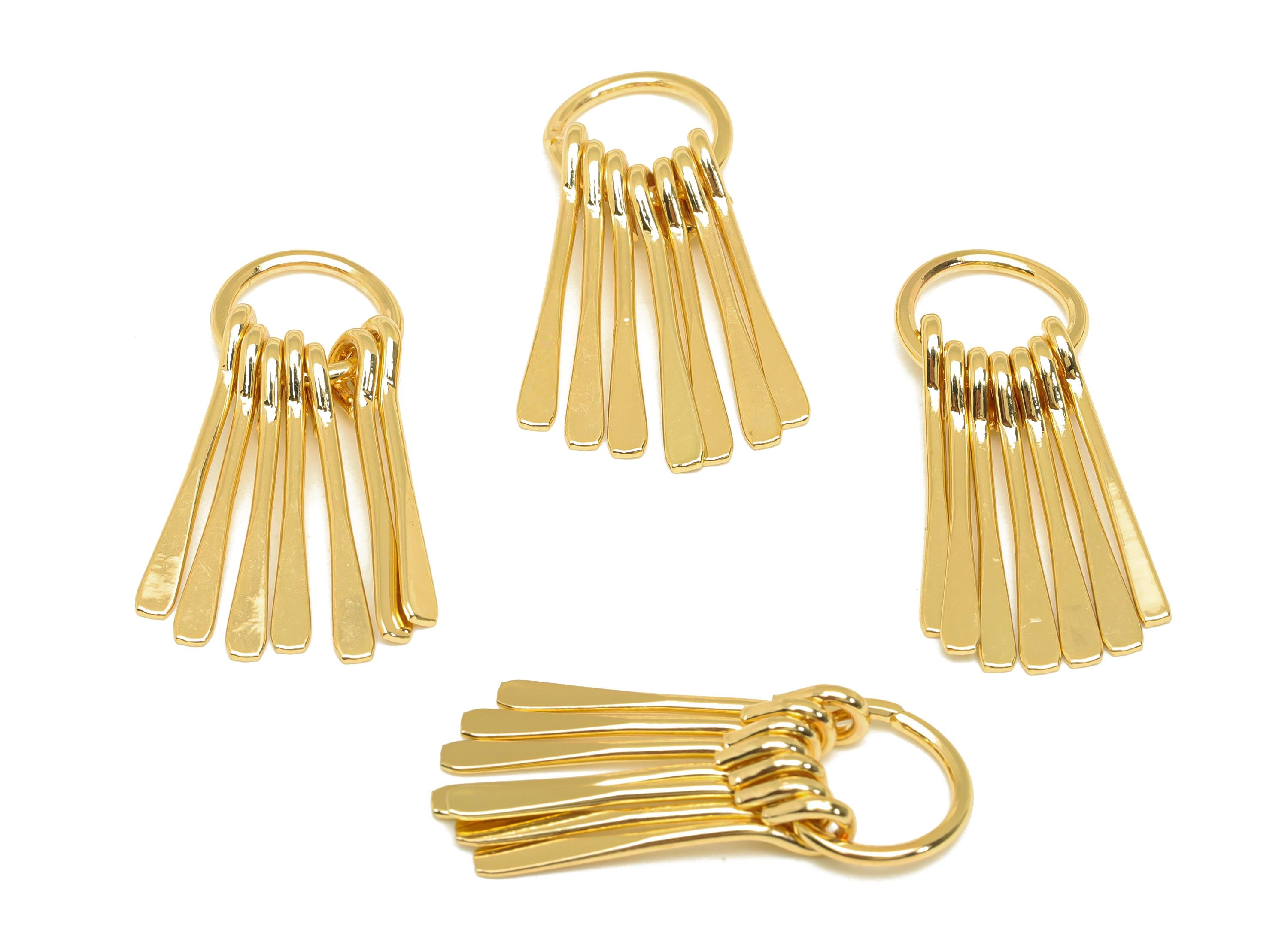 Brass Tassel Earring Charm - Brass Dangle Tassel Wire Earring Charm - Hammered Earring Charm - 18K Real Gold Plated - 31.48x11x1mm - RGP7305 - DOMEDBAZAAR