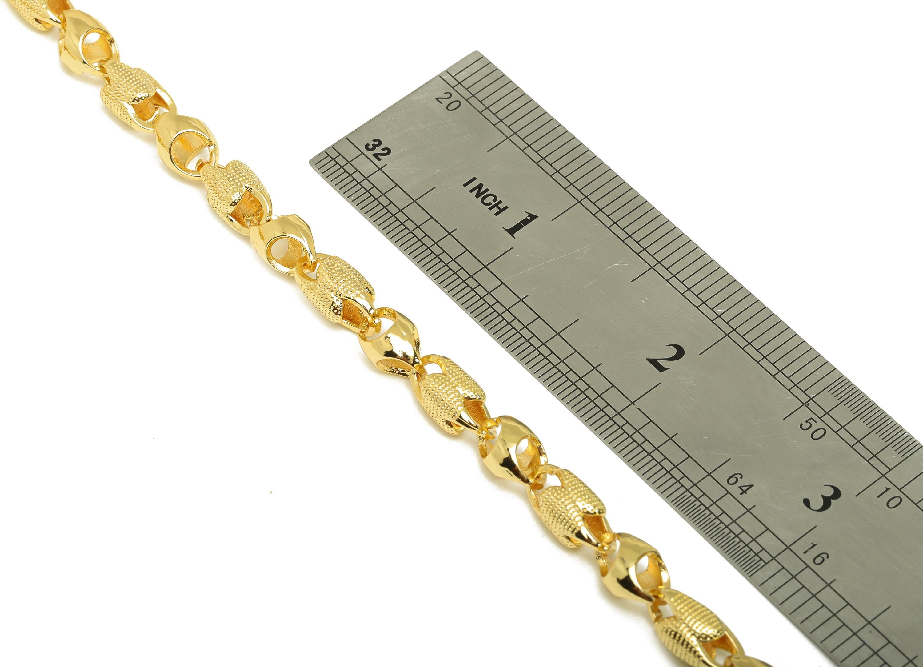 Brass Handmade Bead Chain - Brass Textured Open Link Chain - Brass Geometry Chain - Handmade Chain - 18K Real Gold Plated - RGP7299 - DOMEDBAZAAR