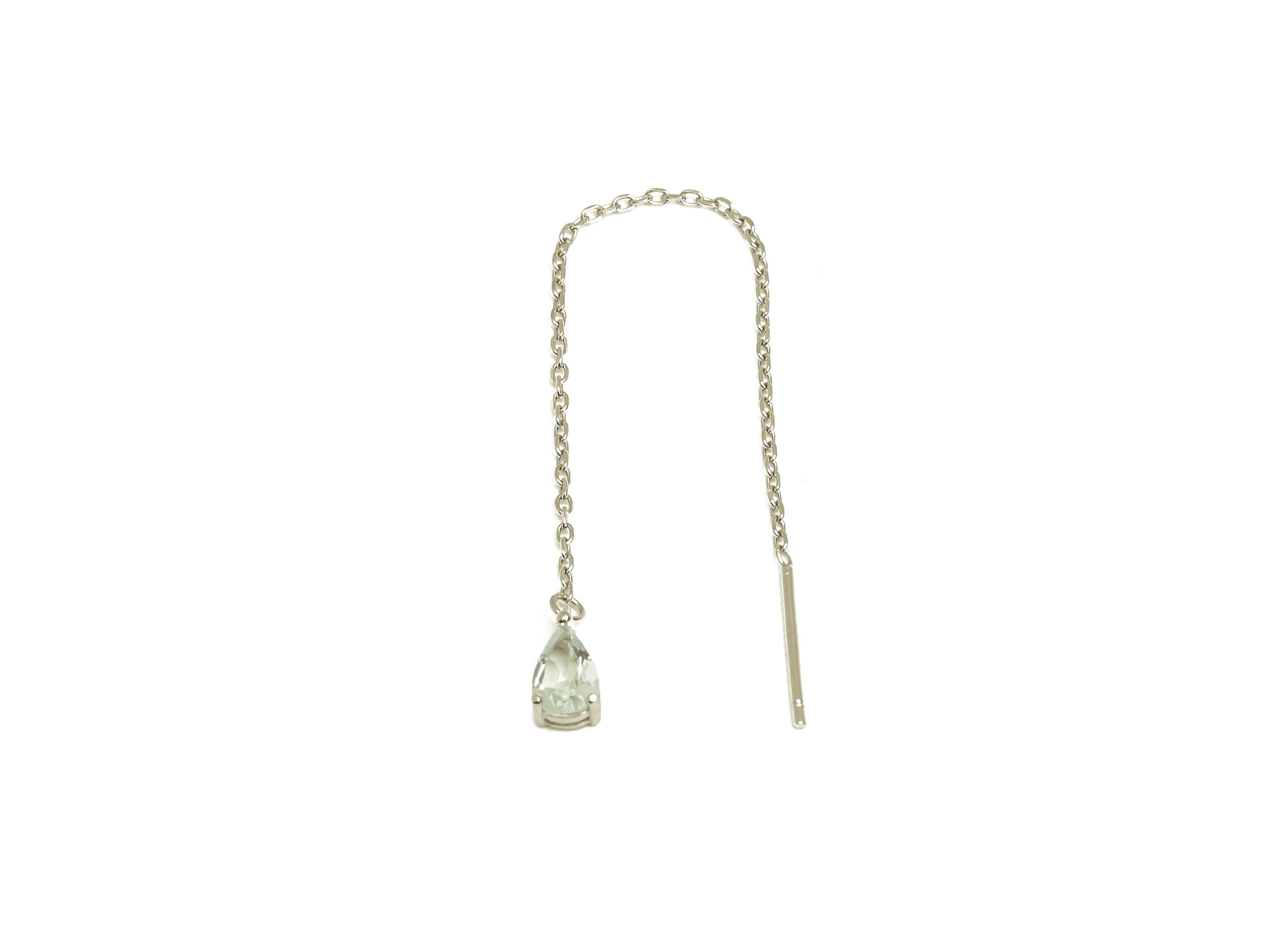 Prehnite Tassel Earring Post - Teardrop Silver Crystal Earring Post - Natural Stone Dangle Gemstone Earring Post - 86x3mm - RGP7345G - DOMEDBAZAAR
