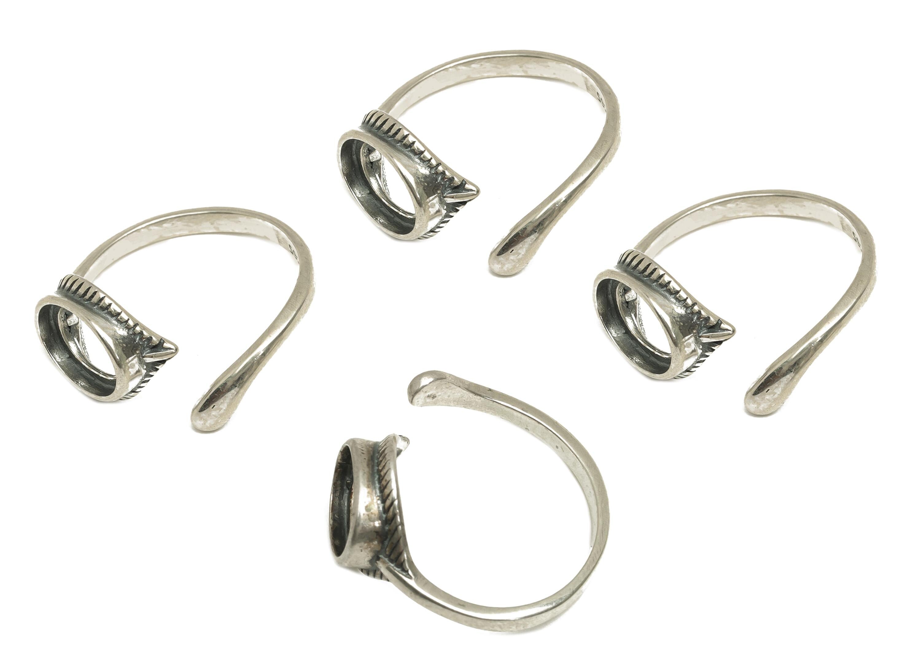 7x9mm Adjustable Oval Ring Setting - Silver Adjustable Ring - Textured Oval Ring - For Jewelry - 925 Silver Sterling Silver - RGP7400 - DOMEDBAZAAR