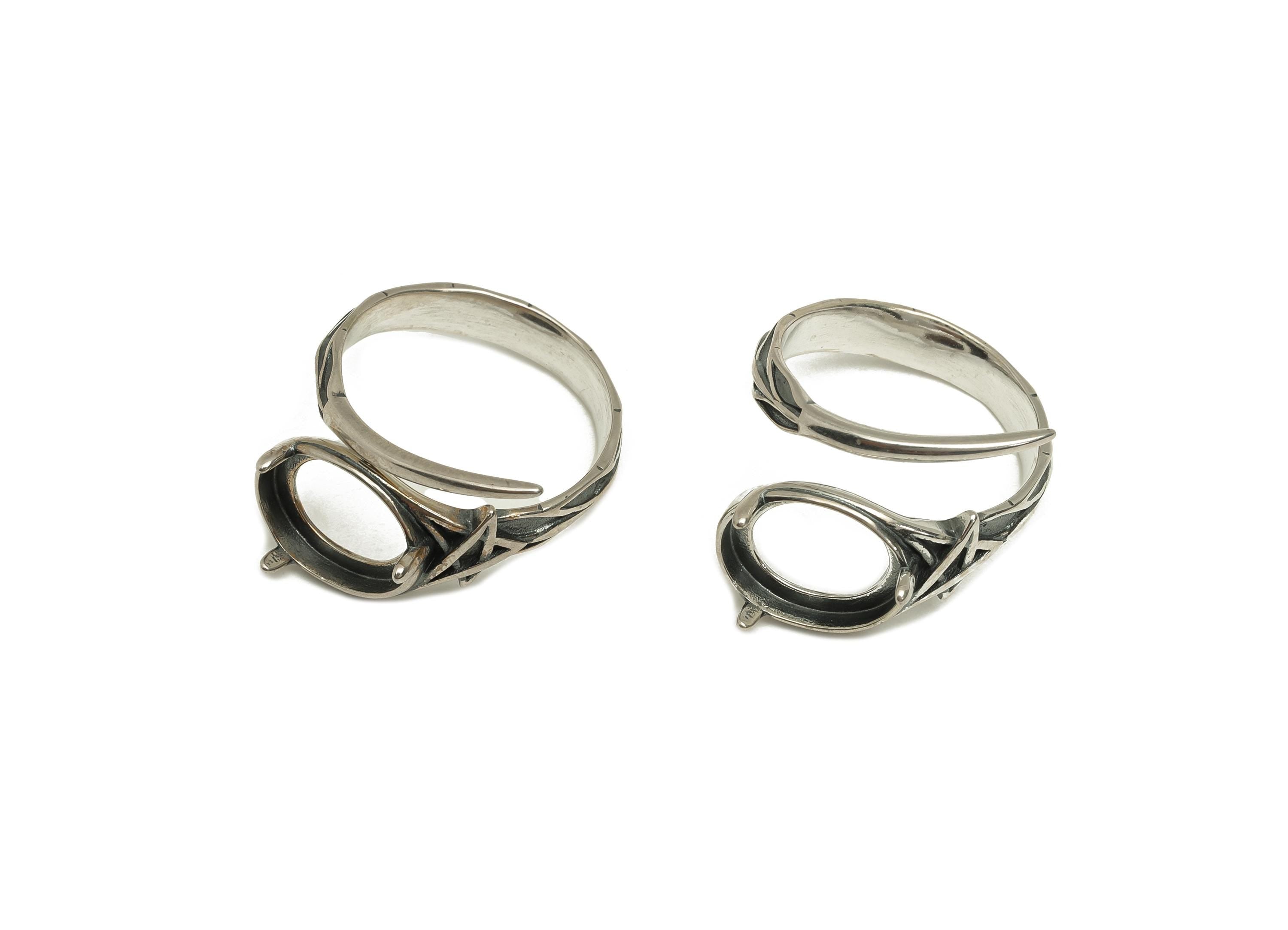 10X12mm Adjustable Oval Ring Setting - Silver Adjustable Ring - Textured Star Oval Ring - For Jewelry - 925 Silver Sterling Silver - RGP7393 - DOMEDBAZAAR