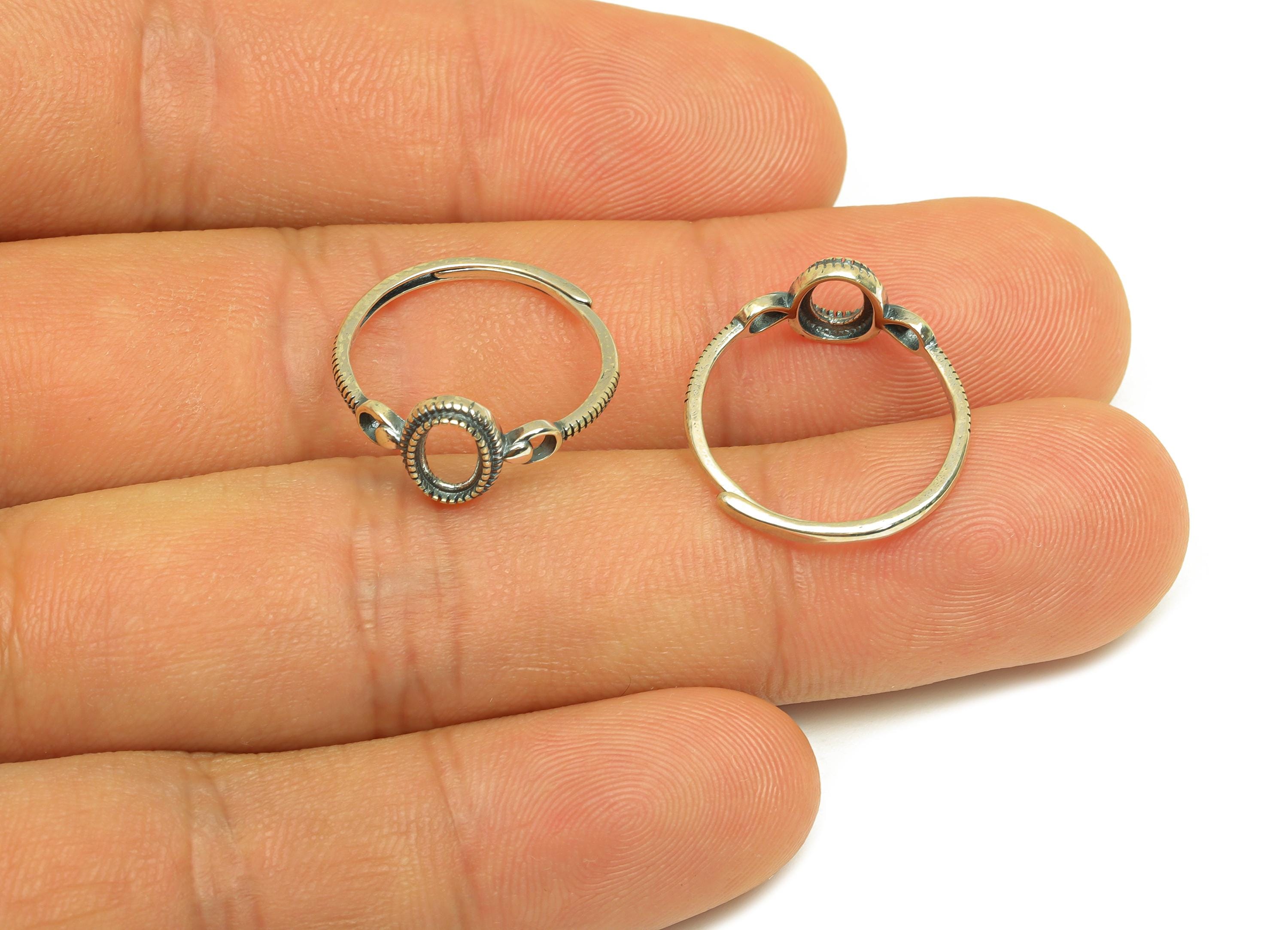 4x6mm Adjustable Oval Ring Setting - Silver Adjustable Ring - Textured Oval Ring - For Jewelry - 925 Silver Sterling Silver - RGP7381 - DOMEDBAZAAR