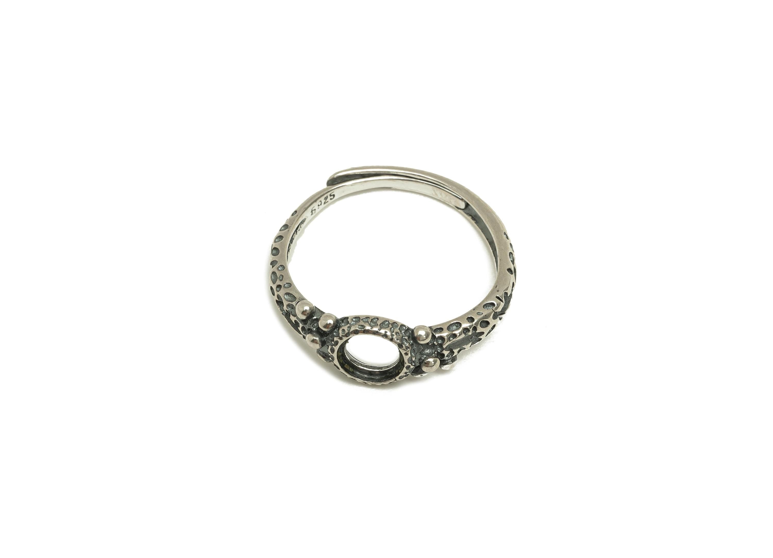 5.5mm Adjustable Round Ring Setting - Silver Adjustable Ring - Textured Dot Ring - For Jewelry - 925 Silver Sterling Silver - RGP7384 - DOMEDBAZAAR