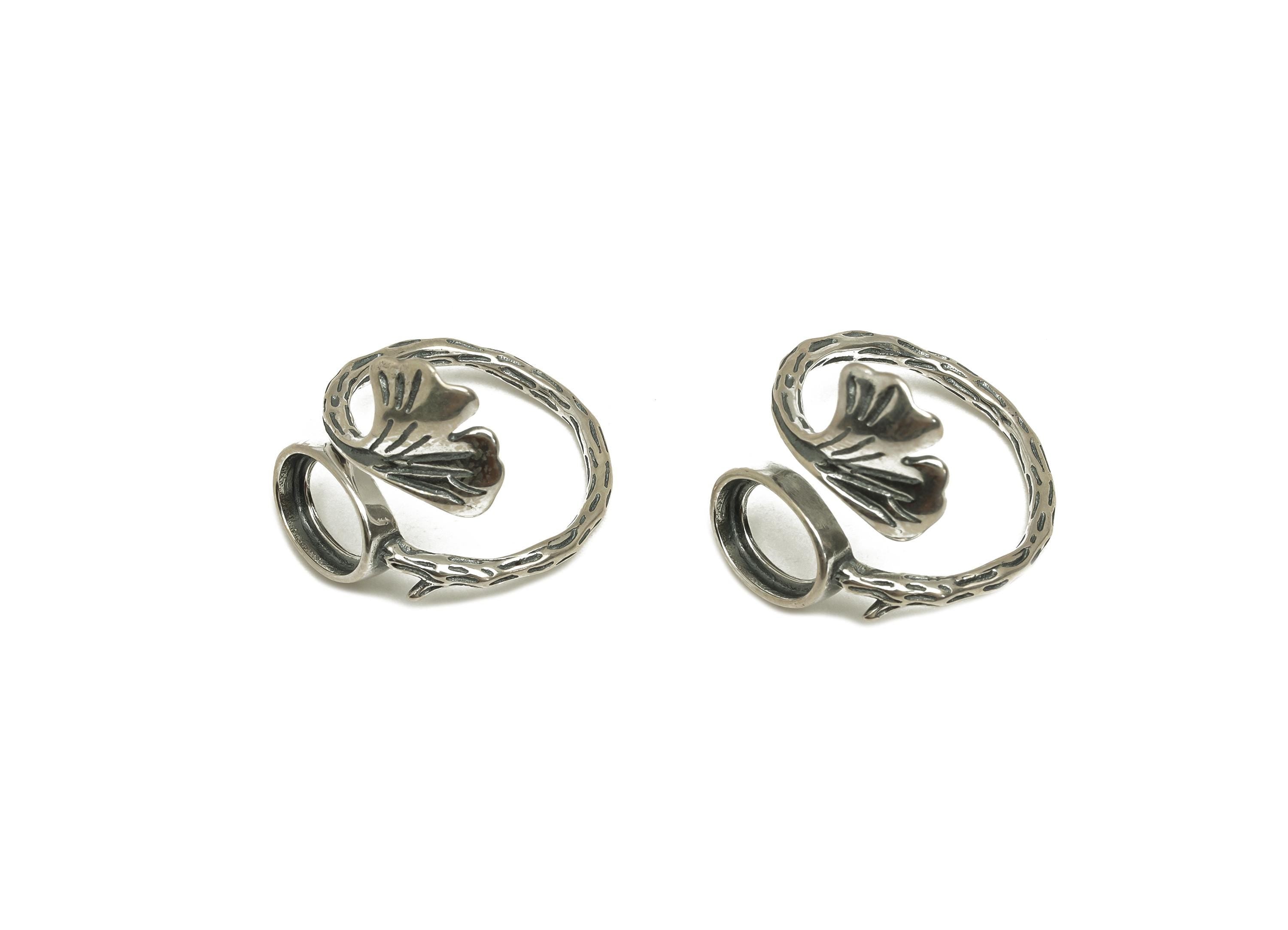 7x9mm Adjustable Oval Ring Setting Gingko Ring - Silver Adjustable Ring - Leaf Oval Ring - For Jewelry - 925 Silver Sterling - RGP7388 - DOMEDBAZAAR