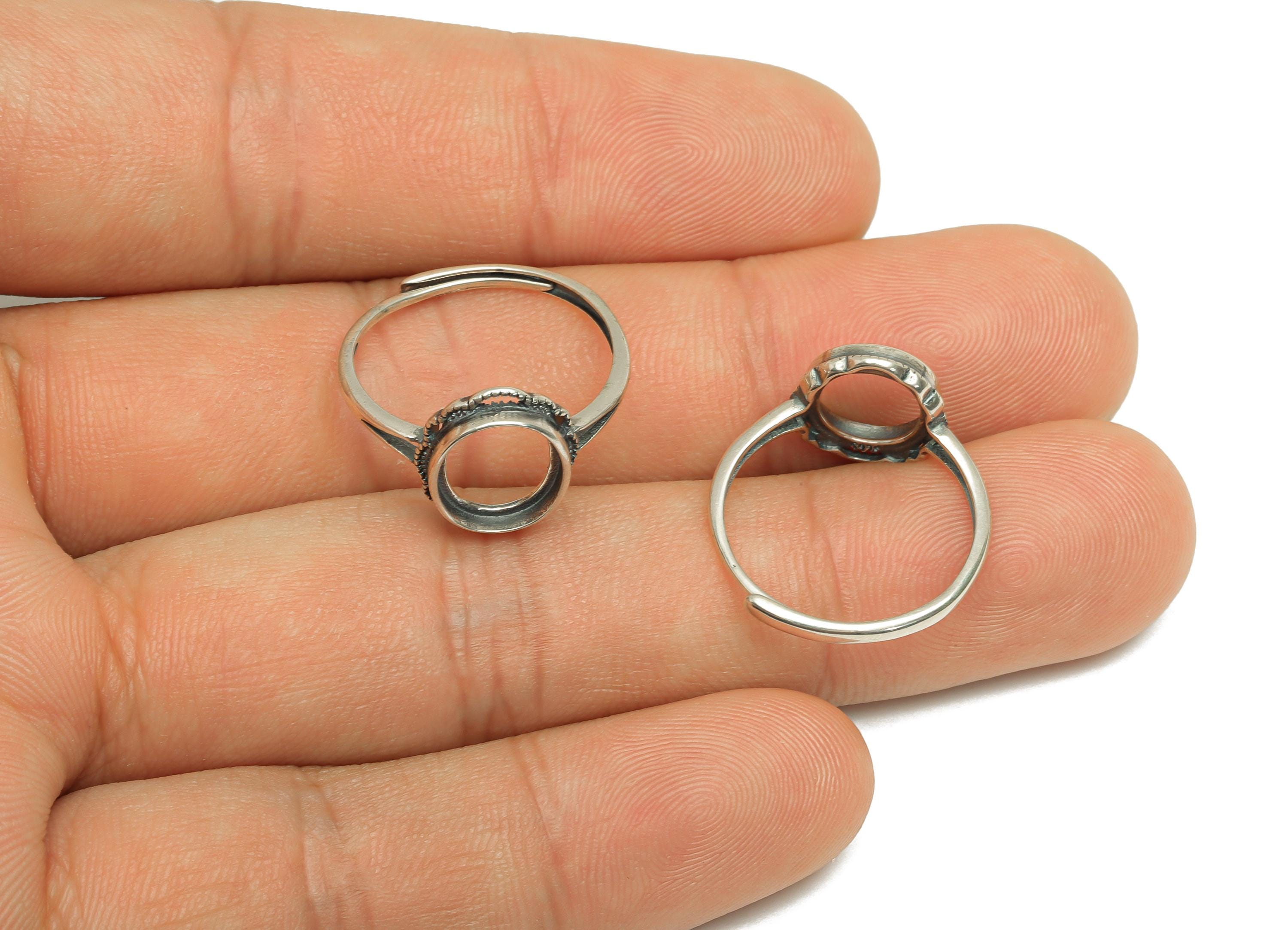 8X10mm Adjustable Oval Ring Setting - Lace Adjustable Ring - Textured Oval Ring - For Jewelry - 925 Silver Sterling Silver - RGP7392 - DOMEDBAZAAR