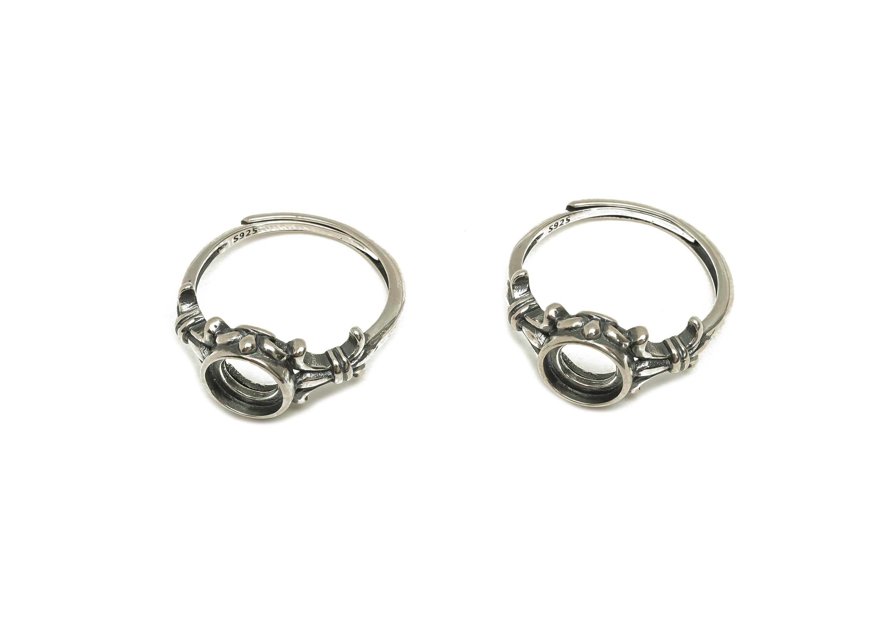 7mm Adjustable Round Ring Setting - Round Adjustable Ring - Hoop Vintage Ring - For Jewelry - 925 Silver Sterling Silver - RGP7394 - DOMEDBAZAAR