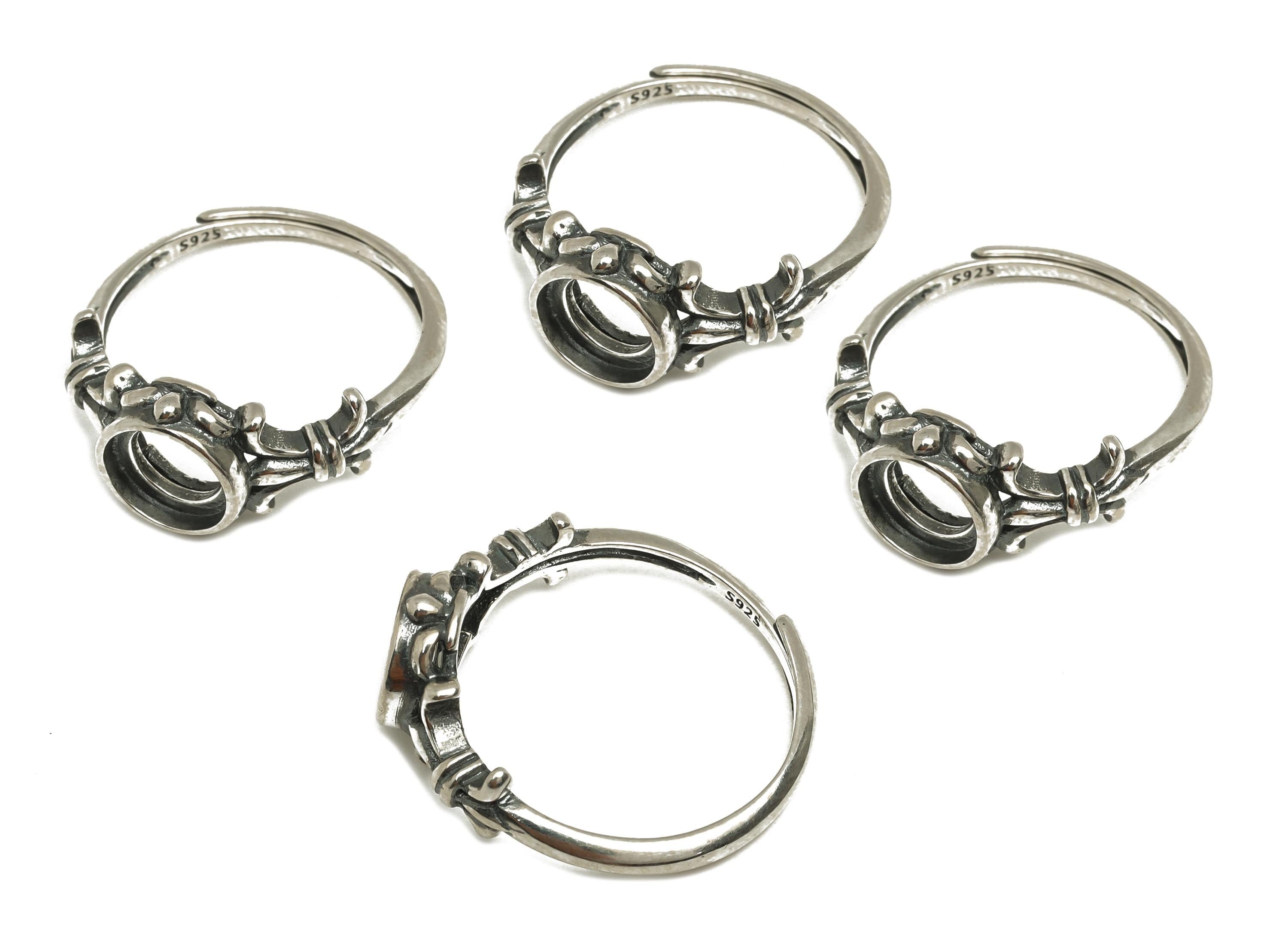7mm Adjustable Round Ring Setting - Round Adjustable Ring - Hoop Vintage Ring - For Jewelry - 925 Silver Sterling Silver - RGP7394 - DOMEDBAZAAR